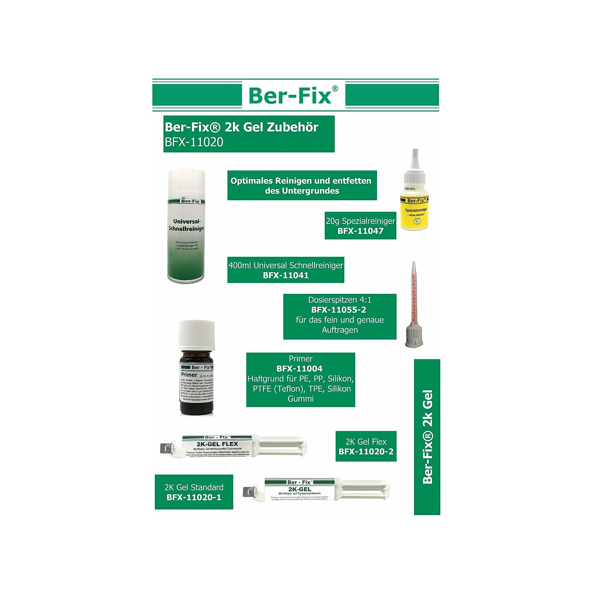 Ber-Fix® 2K-Gel 10g – Präziser & Schneller 2-Komponenten-Kleber für Kunststoff, Metall & Glas | Ideal für Feine Reparaturen