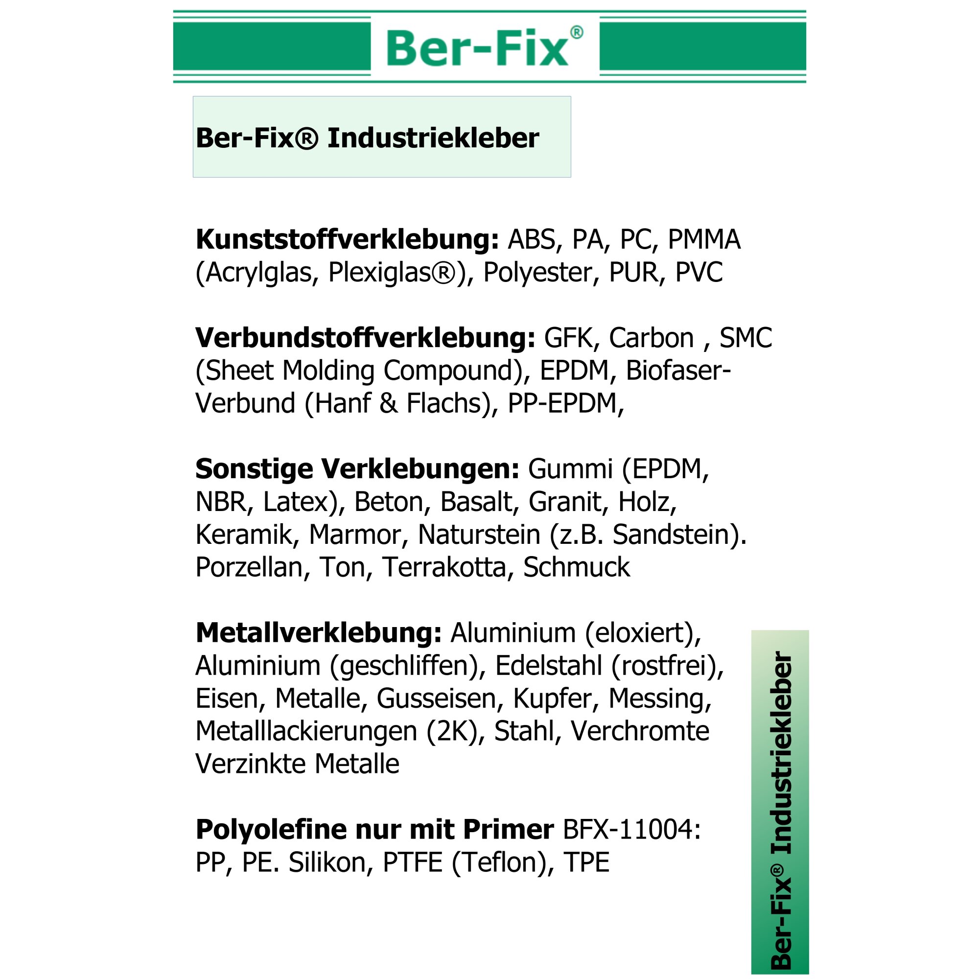 Ber-Fix® Koffer – Komplett-Set mit Industriekleber, Füllstoff, Primer, Beschleuniger, Epoxidkitt, UV-Kleber & Entferner | Alles für professionelle Anwendungen