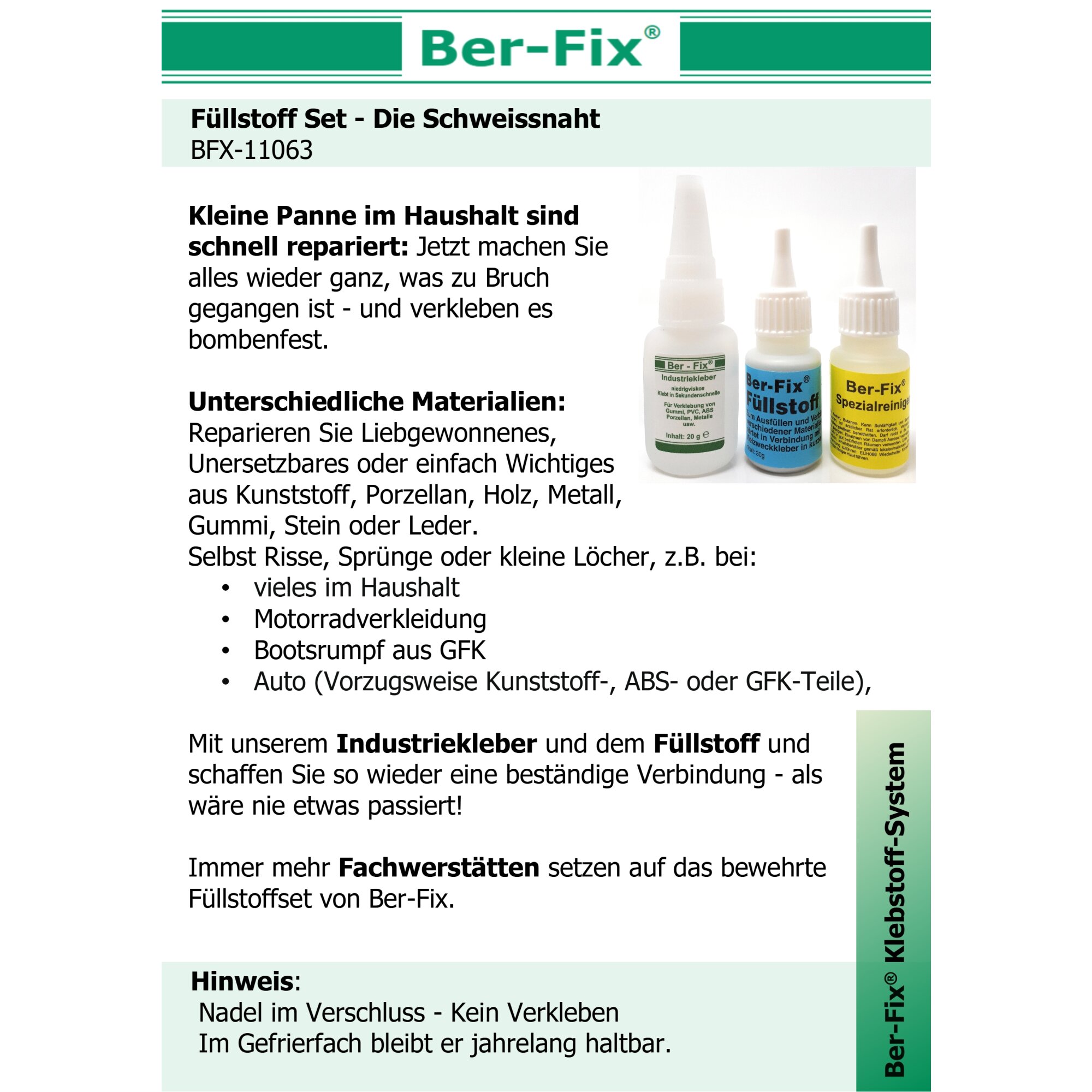 Ber-Fix® Füllstoff Set Standard schwarz / weiss