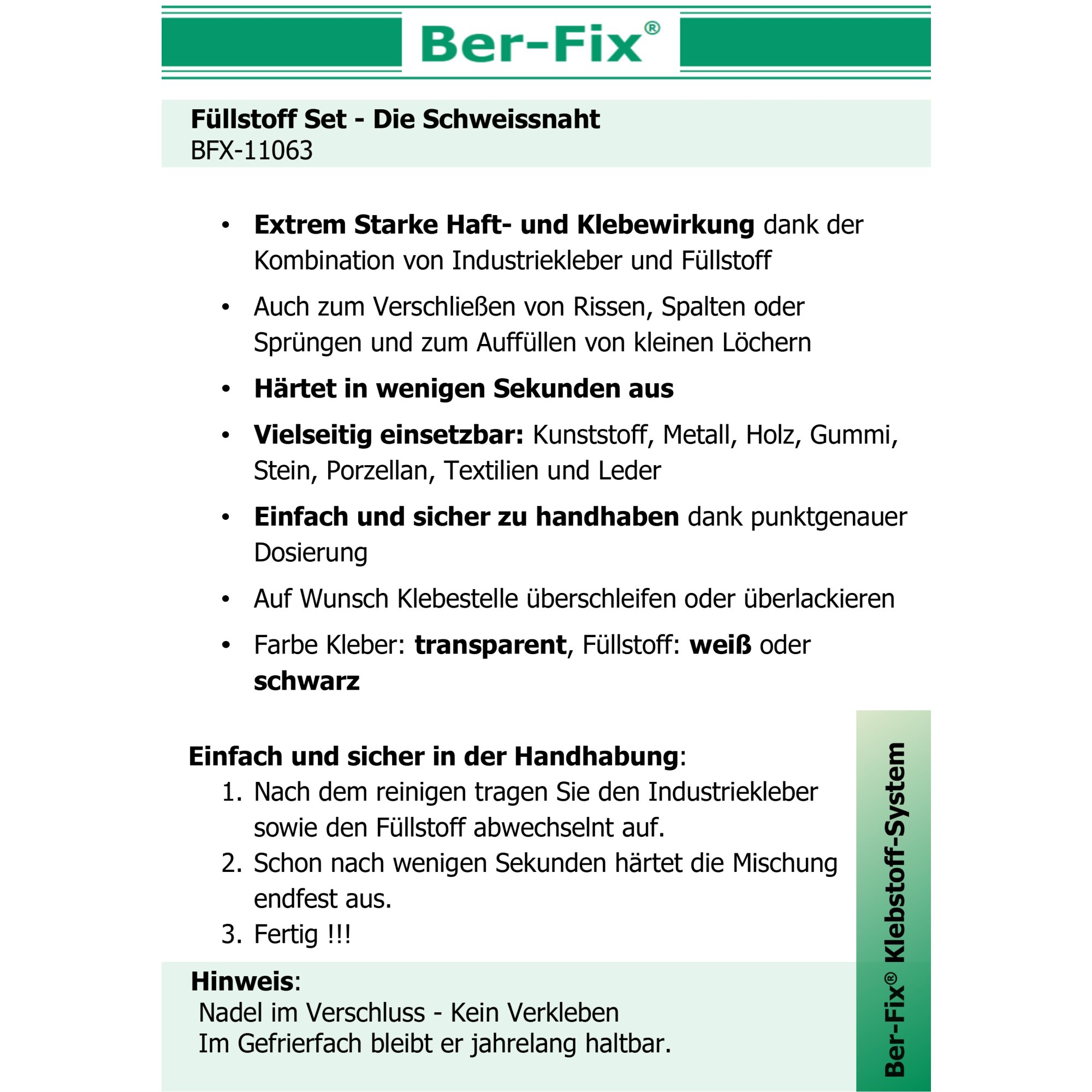 Ber-Fix® Füllstoff Set Standard schwarz / weiss