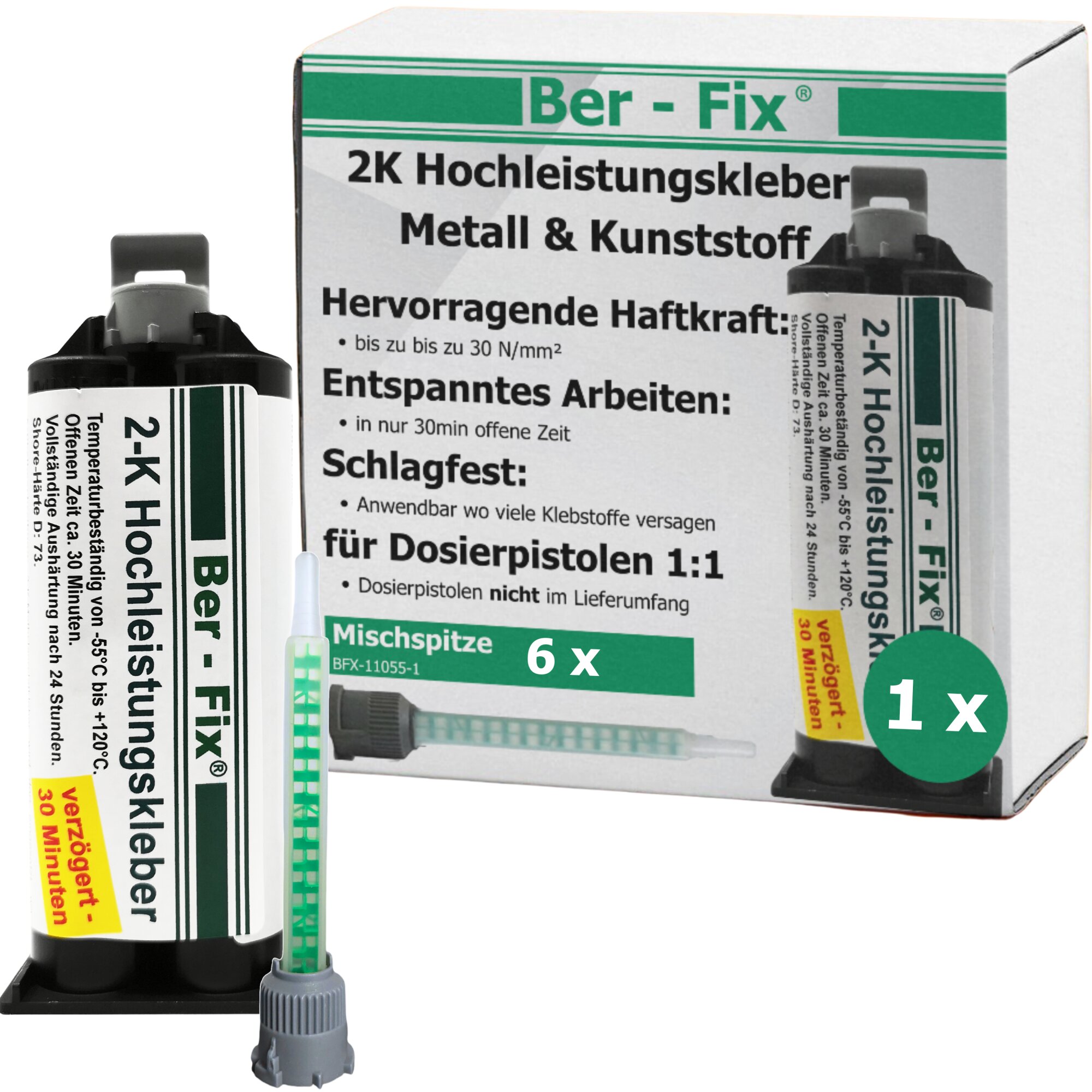 Ber-Fix® 2K-Hochleistungskleber 50g 30 Min. + 5 Extra...