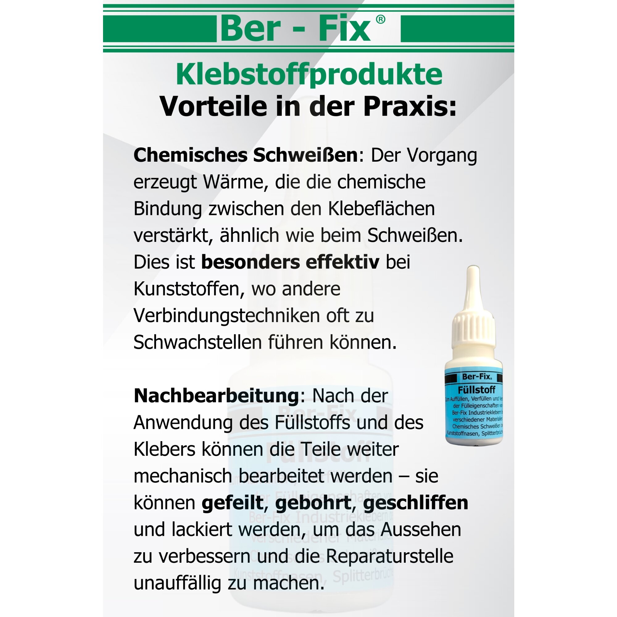 Ber-Fix® Füllstoff – Hochleistungs-Granulat zur Reparatur & Verstärkung | Ideal für Kunststoff, Metall & Holz | Perfekt mit Industriekleber