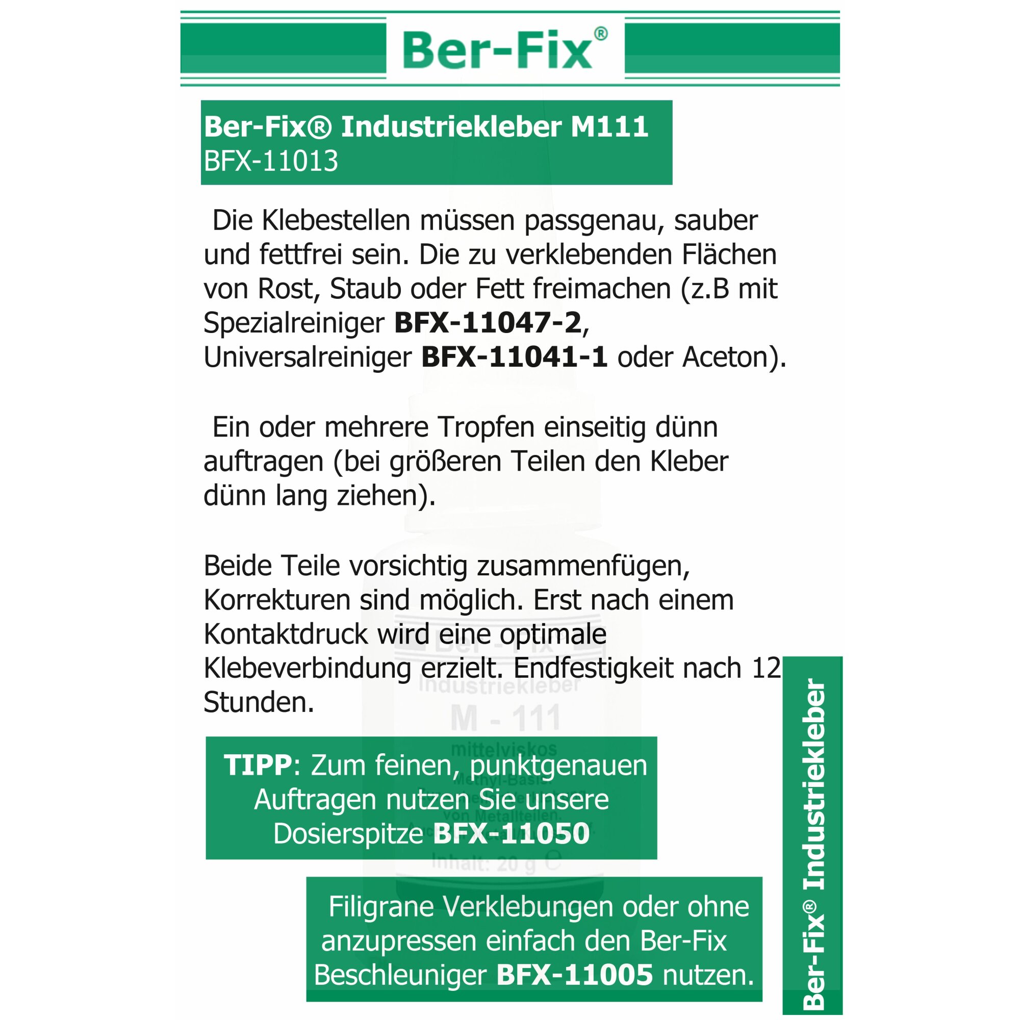 Ber-Fix® Industriekleber M111 – Speziell für Gummi & Metall – Schnellhärtend, Hohe Haftkraft, Vielseitig Einsetzbar, Temperaturbeständig von -60°C bis +80°C