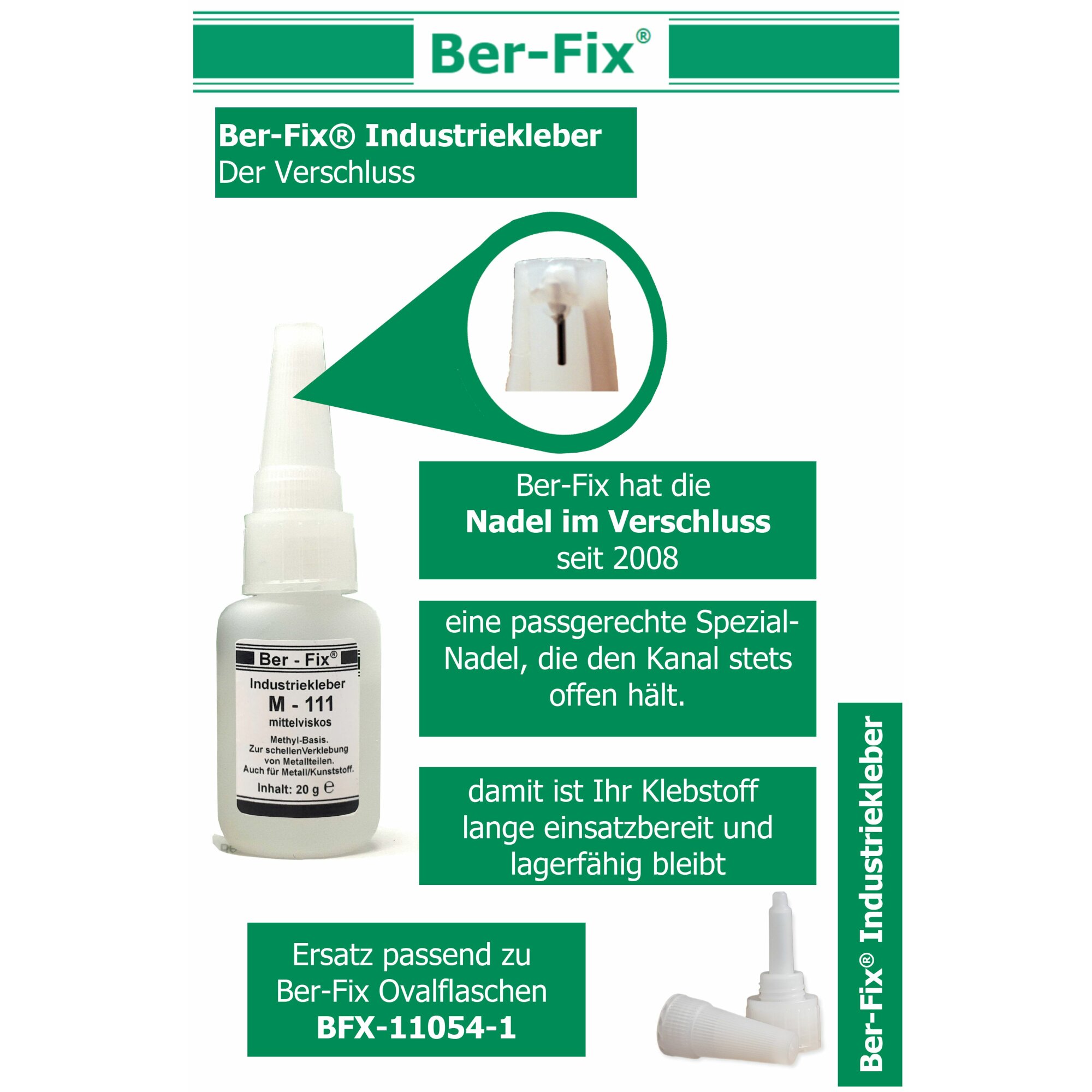 Ber-Fix® Industriekleber M111 – Speziell für Gummi & Metall – Schnellhärtend, Hohe Haftkraft, Vielseitig Einsetzbar, Temperaturbeständig von -60°C bis +80°C