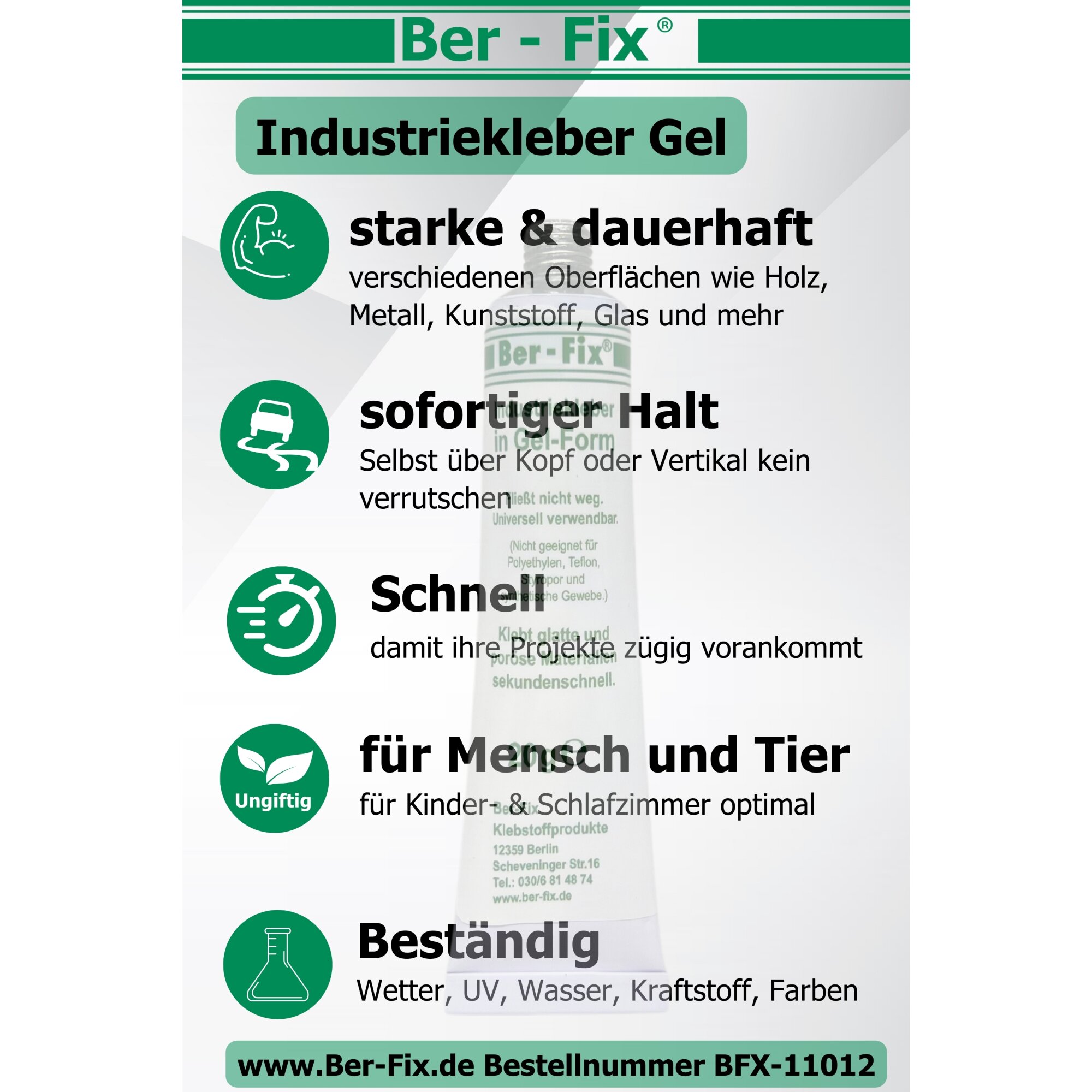 Ber-Fix® Industriekleber Gel 6x 20g