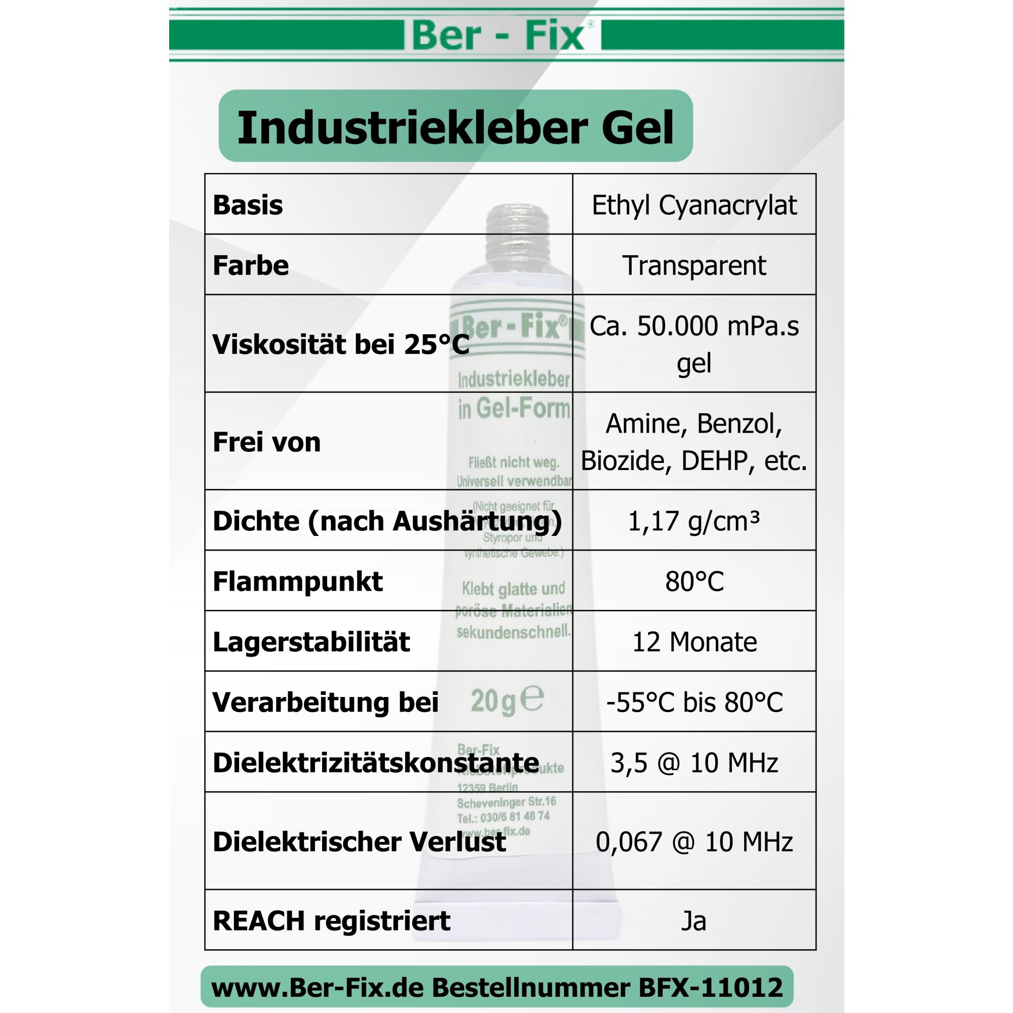 Ber-Fix® Industriekleber Gel 6x 20g