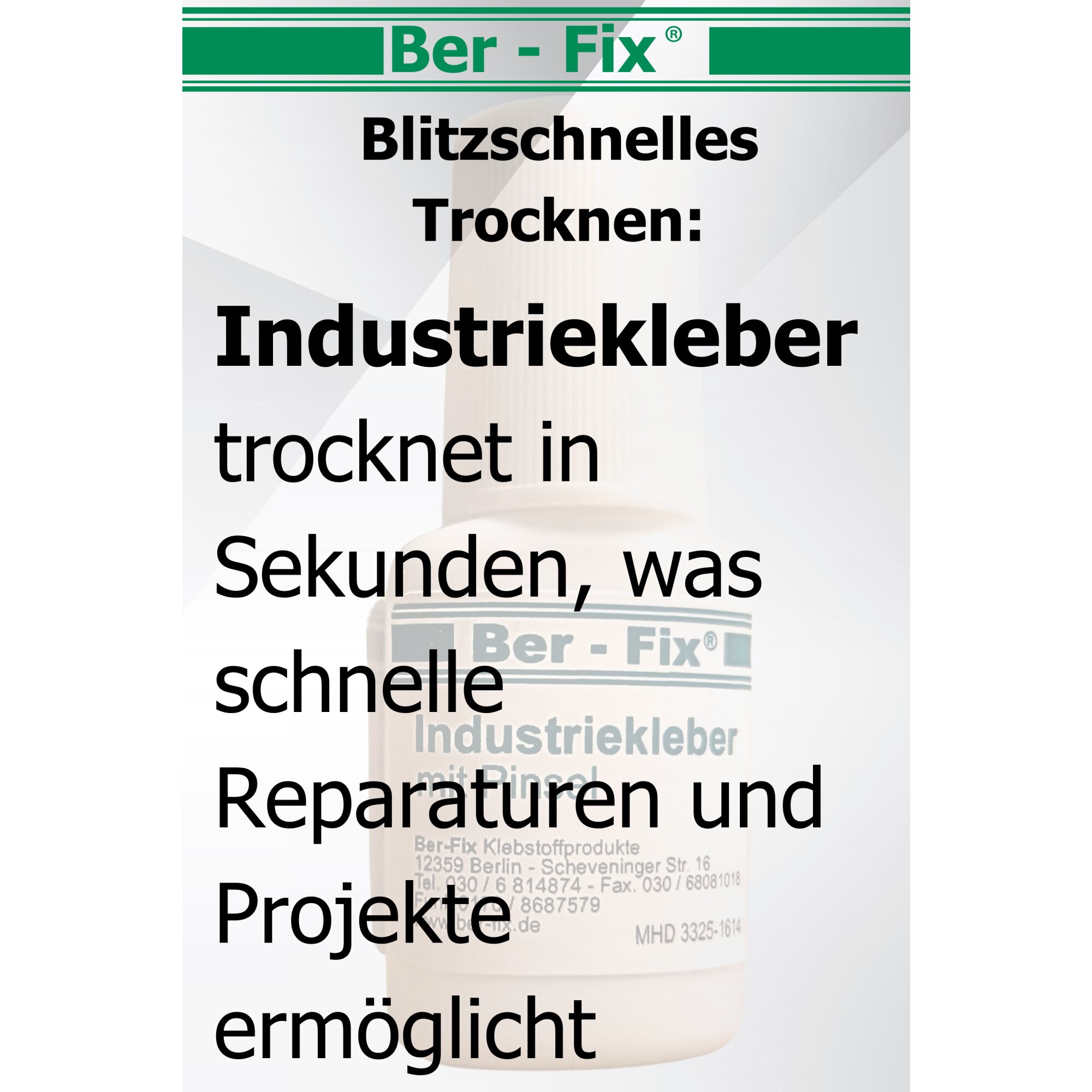 Ber-Fix 5g Industriekleber mit Pinsel – Für saubere, präzise Verklebungen – Ideal für Metall, Holz und Kunststoff