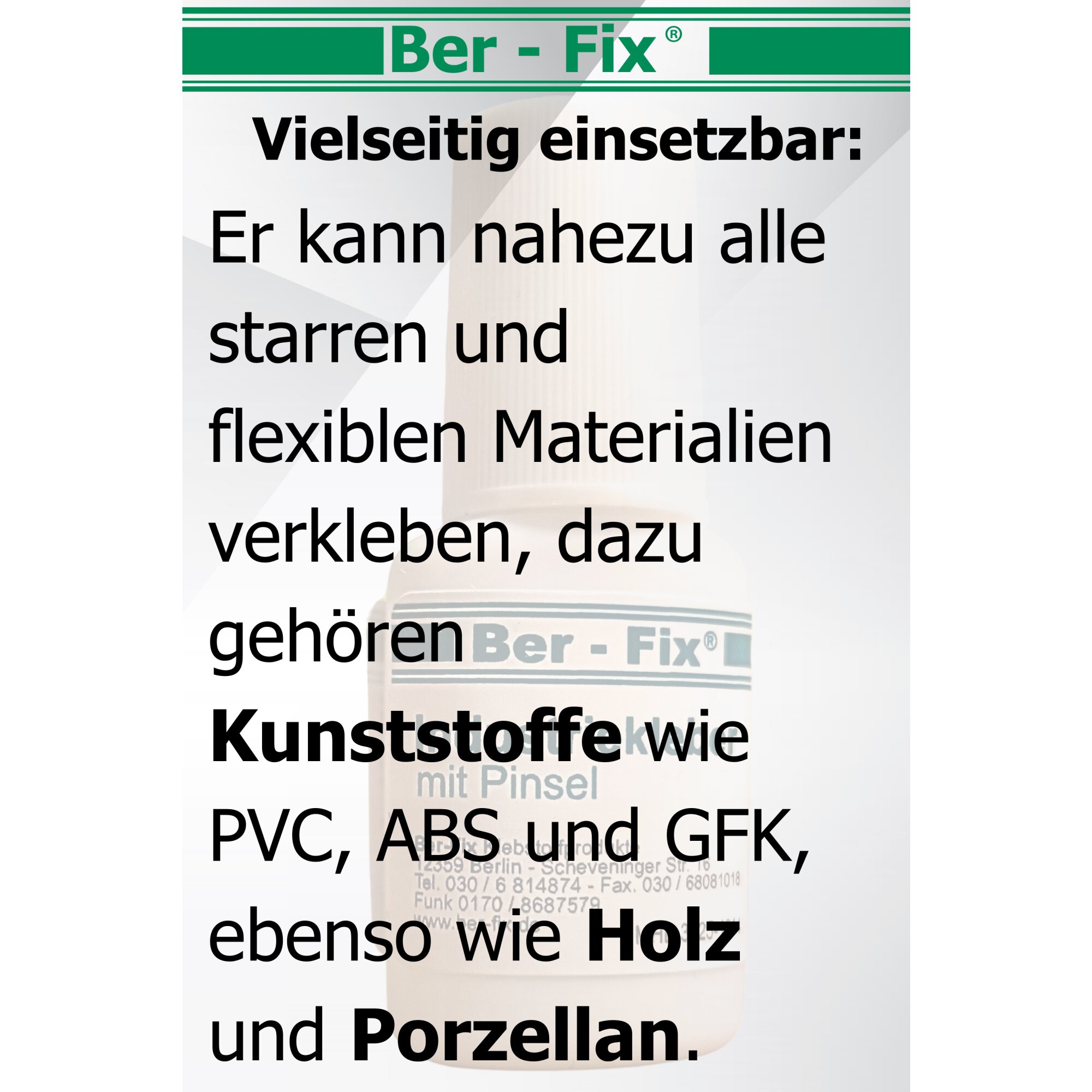 Ber-Fix 5g Industriekleber mit Pinsel – Für saubere, präzise Verklebungen – Ideal für Metall, Holz und Kunststoff