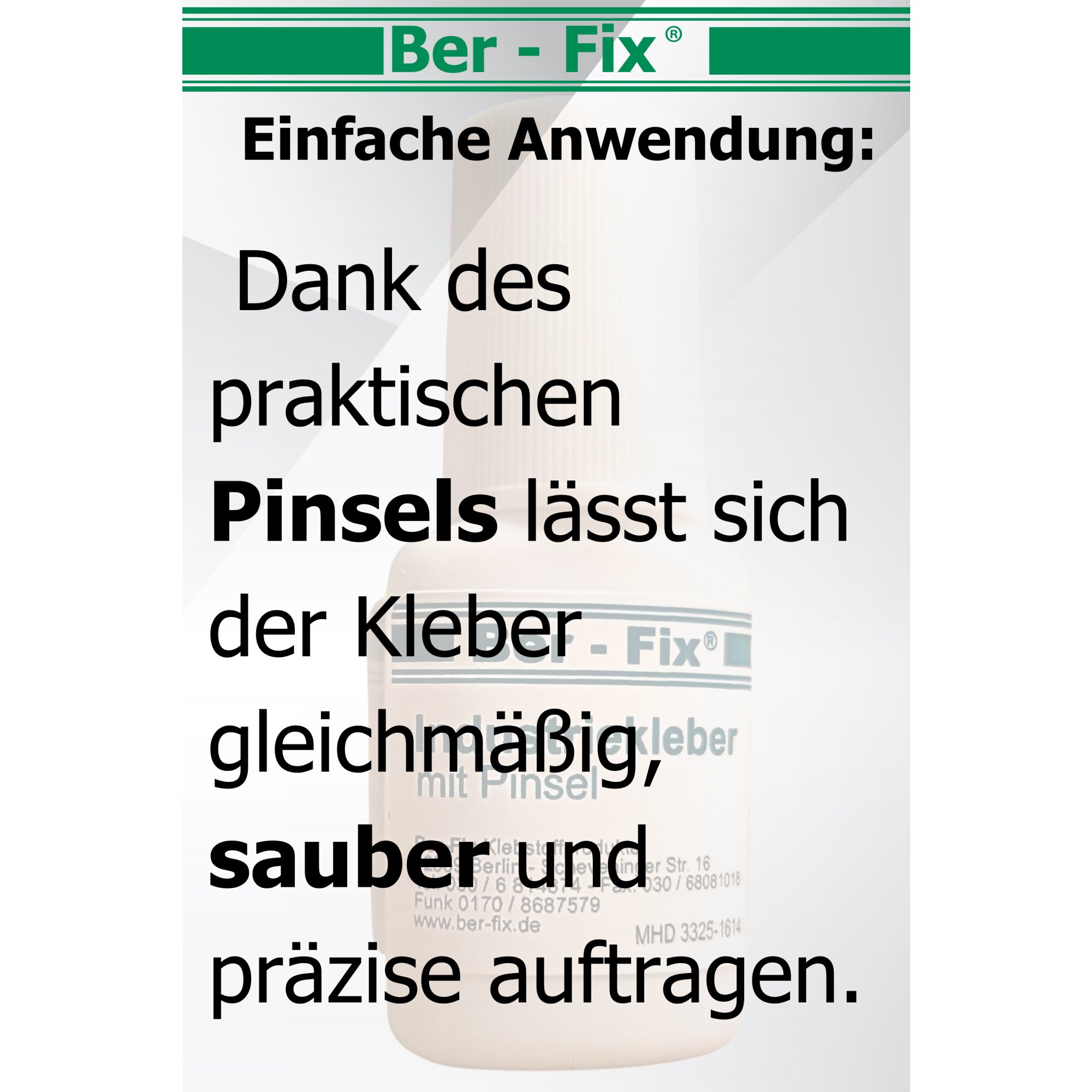 Ber-Fix 5g Industriekleber mit Pinsel – Für saubere, präzise Verklebungen – Ideal für Metall, Holz und Kunststoff