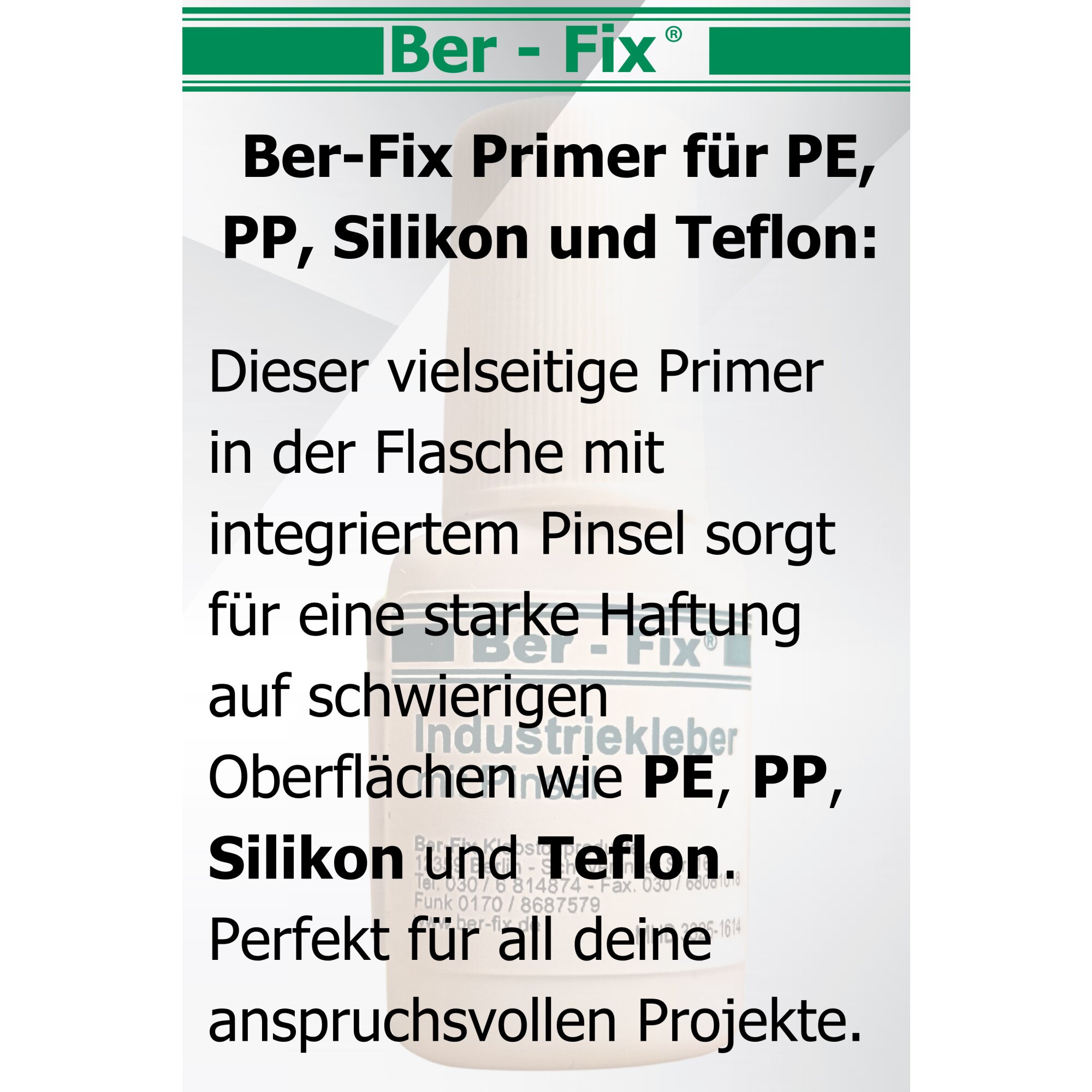 Ber-Fix 5g Industriekleber mit Pinsel – Für saubere, präzise Verklebungen – Ideal für Metall, Holz und Kunststoff