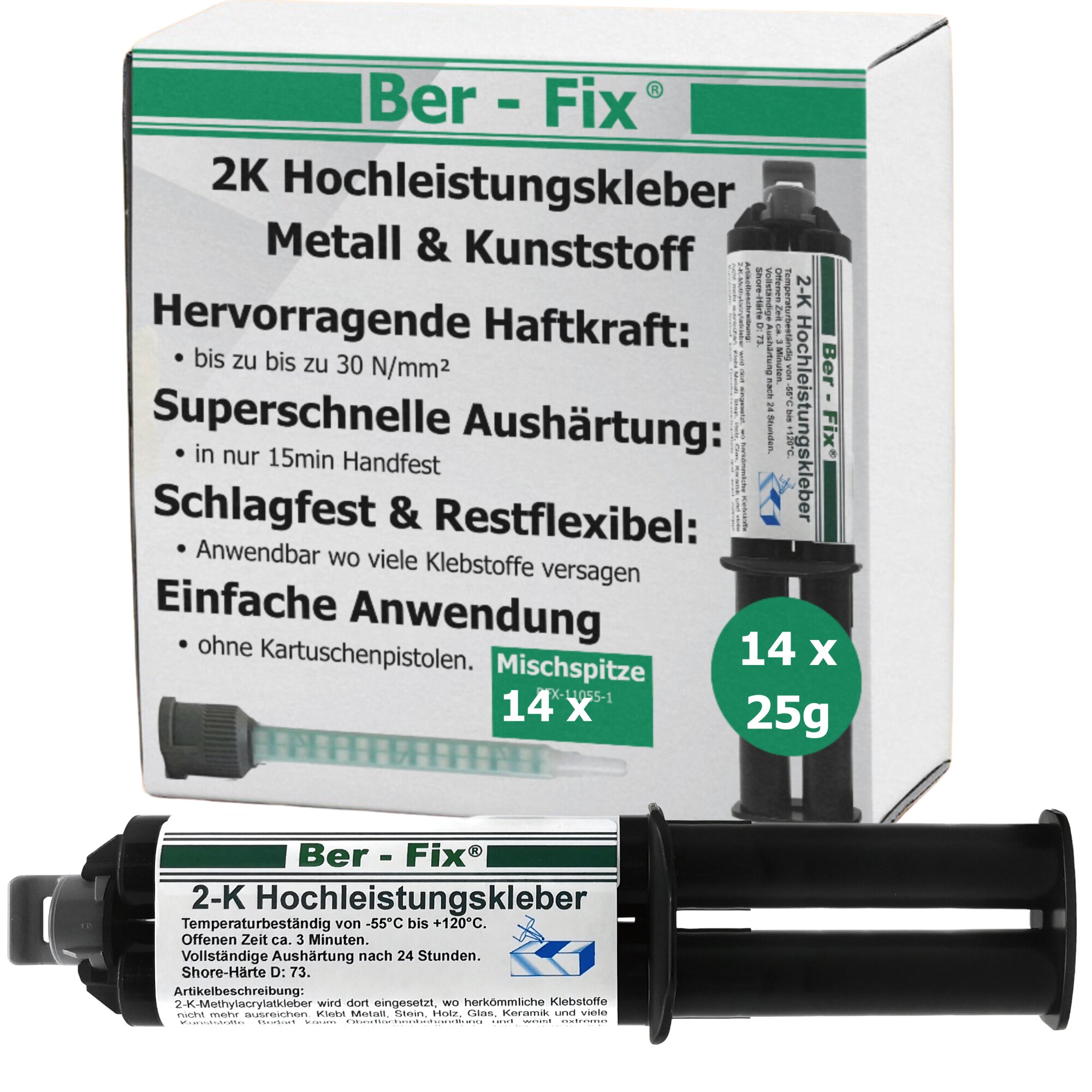 Ber-Fix® 2K-Hochleistungskleber 25g 3 Min. 14x