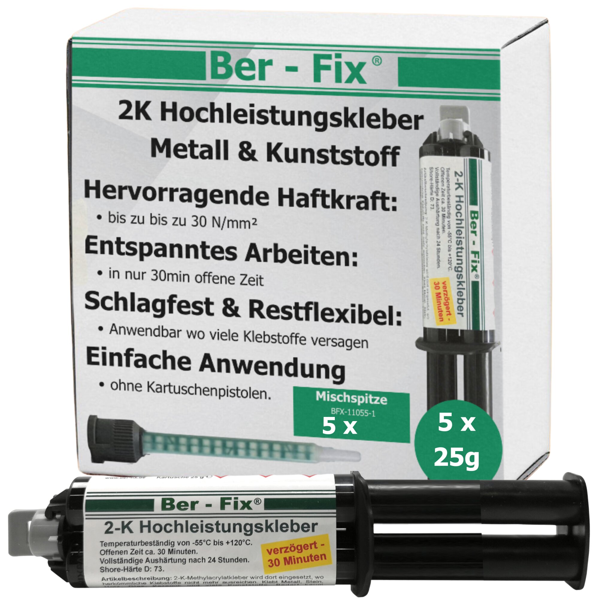 Ber-Fix® 2K-Hochleistungskleber 25g 30 Min. 5x