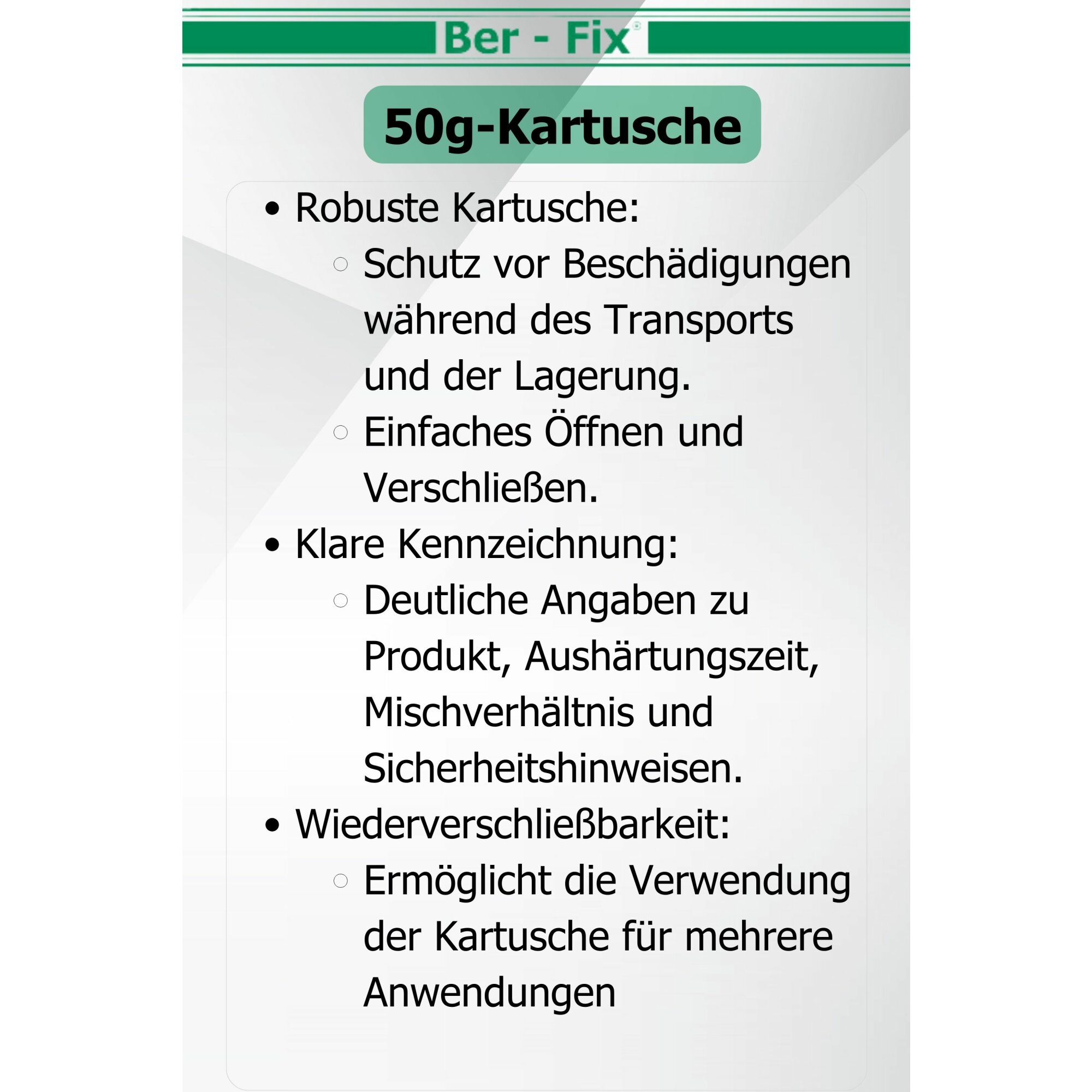 Ber-Fix® Epoxykleber 50g 5 Min. + 5 Extra Spitzen + Pistole