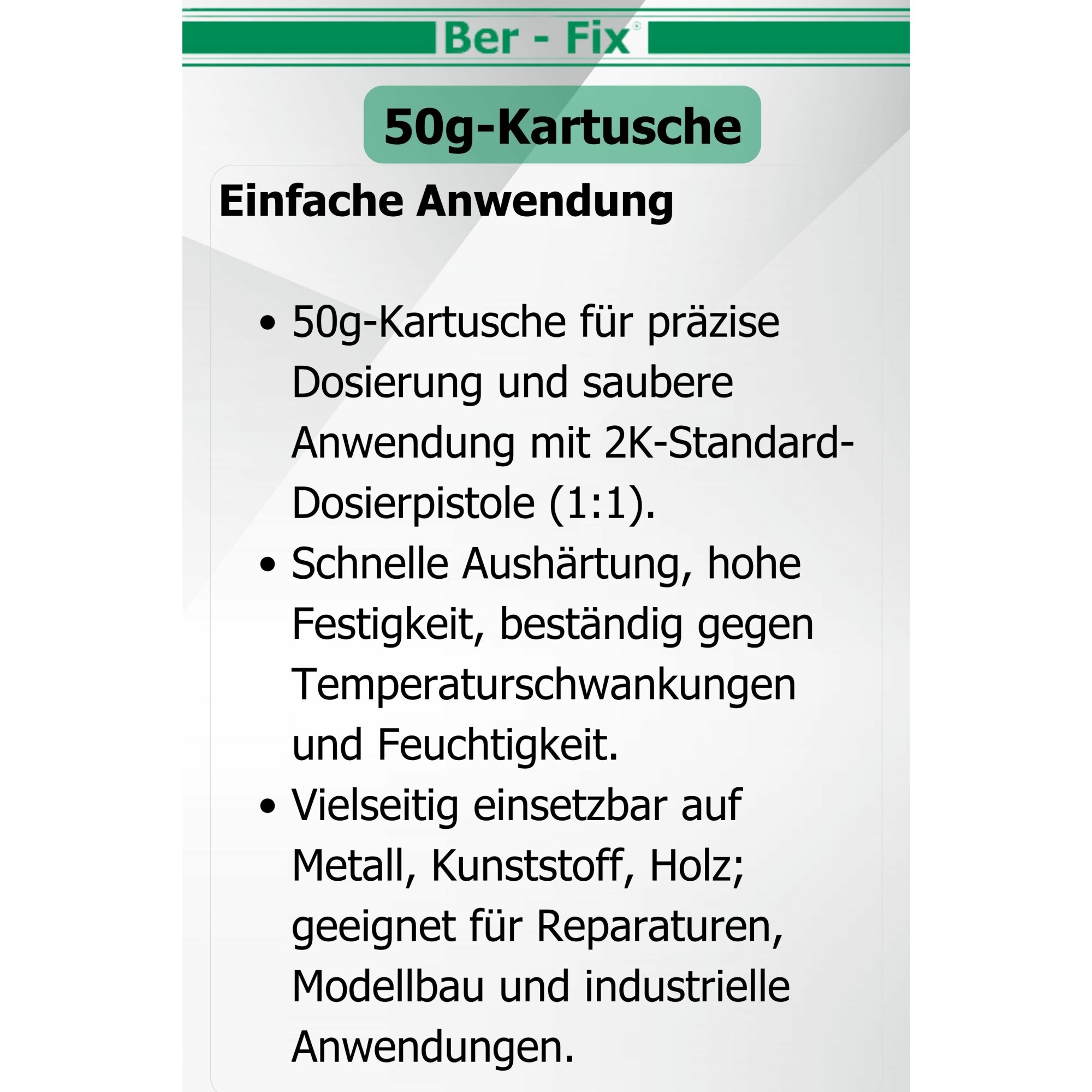 Ber-Fix® Epoxykleber 50g 5 Min. + 5 Extra Spitzen + Pistole