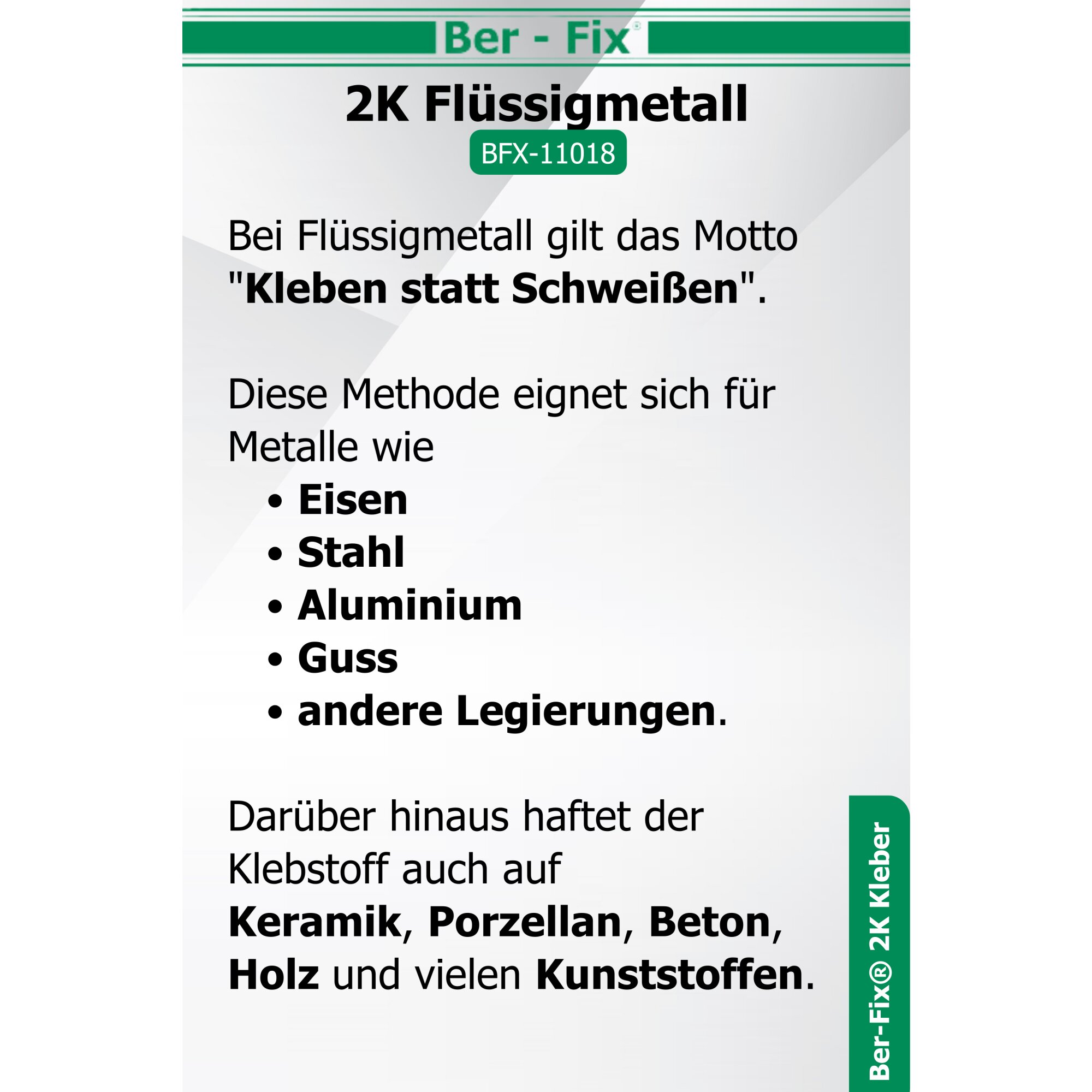 Ber-Fix® Flüssigmetall 50g – 2K Metallkleber bis 120°C | Für Dosierpistole, Reparaturen & Hochfeste Anwendungen