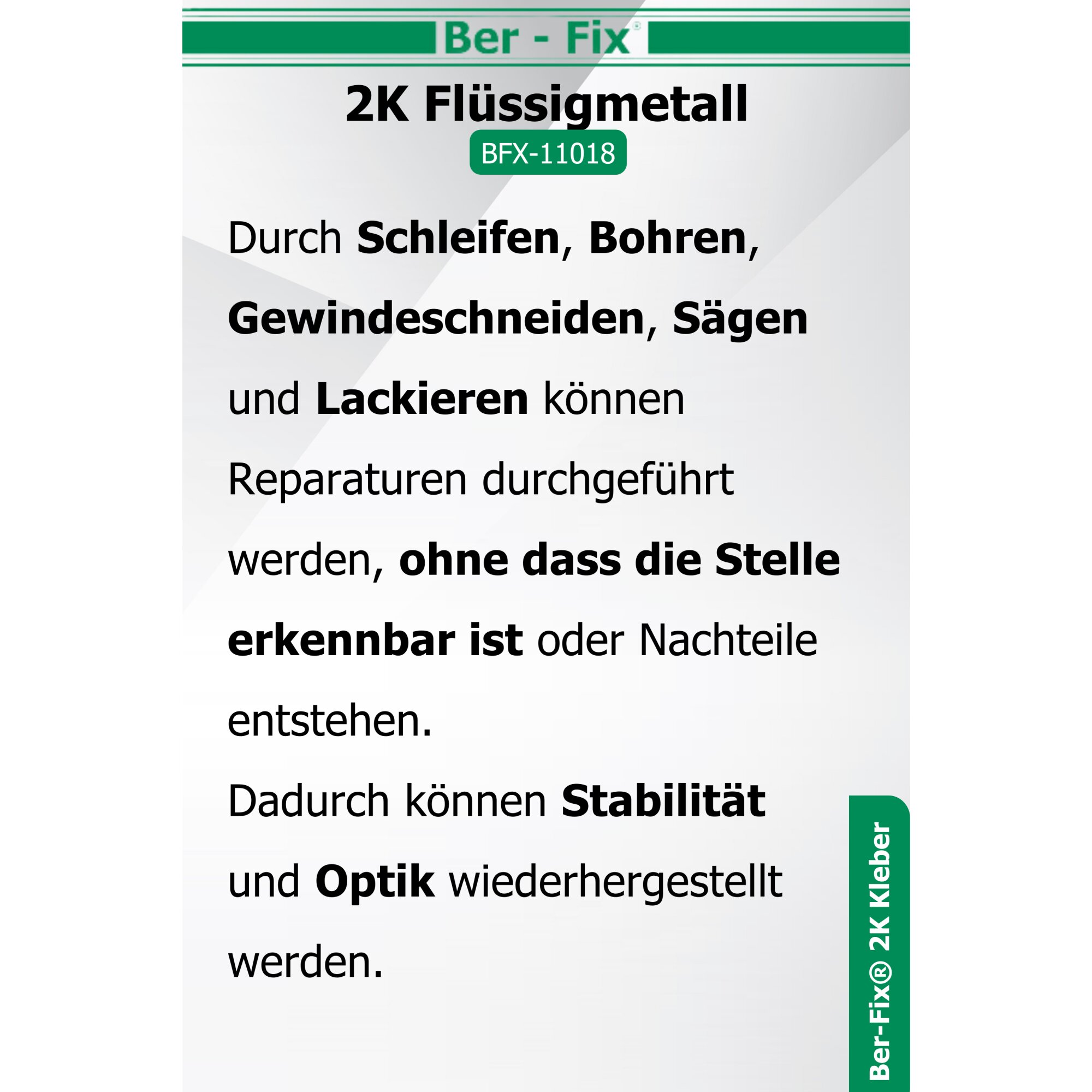 Ber-Fix® Flüssigmetall 50g – 2K Metallkleber bis 120°C | Für Dosierpistole, Reparaturen & Hochfeste Anwendungen