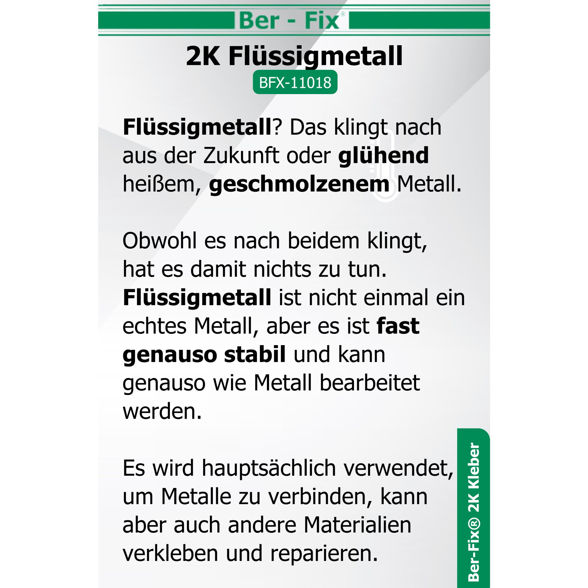 Ber-Fix® Flüssigmetall 50g – 2K Metallkleber bis 120°C | Für Dosierpistole, Reparaturen & Hochfeste Anwendungen