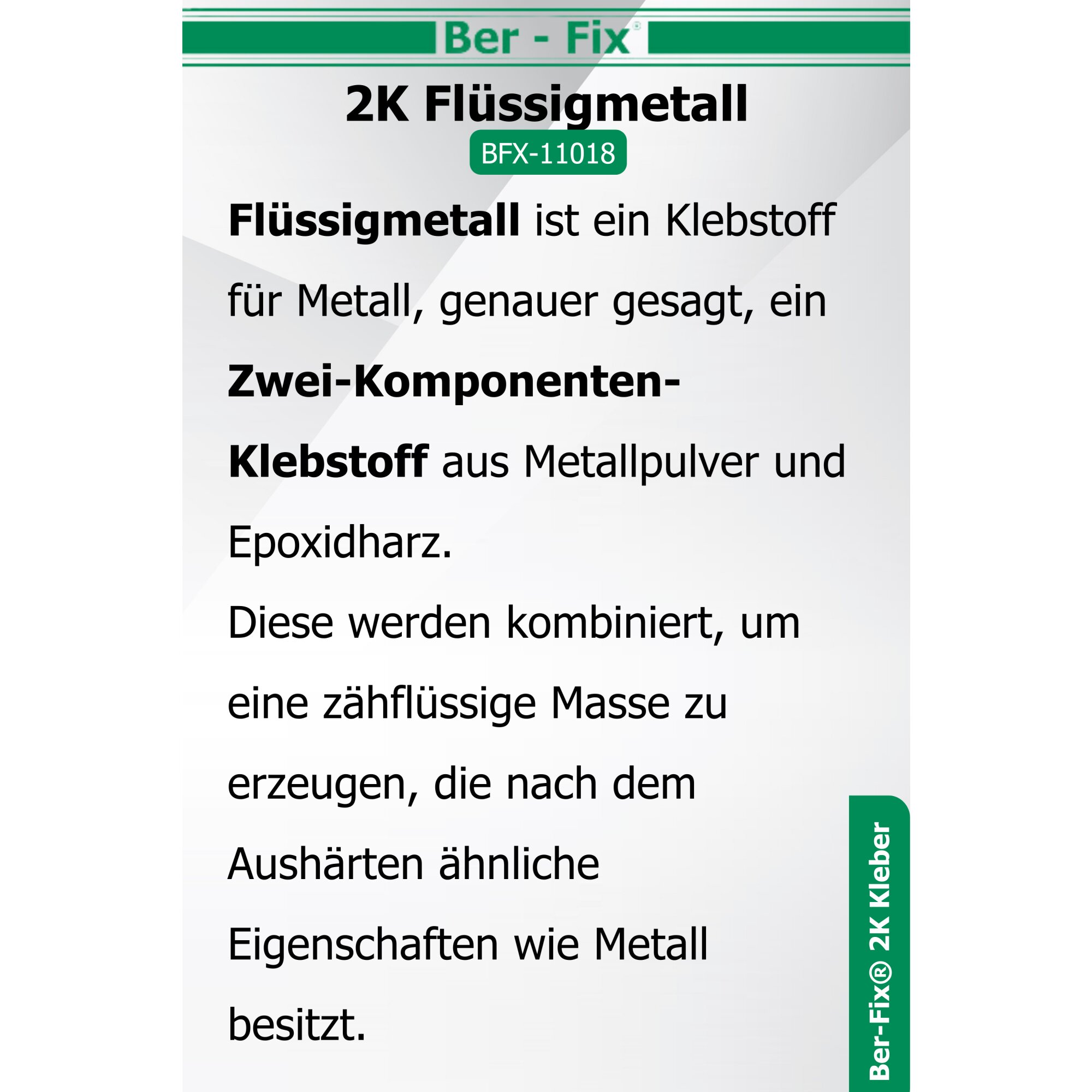 Ber-Fix® Flüssigmetall 50g – 2K Metallkleber bis 120°C | Für Dosierpistole, Reparaturen & Hochfeste Anwendungen