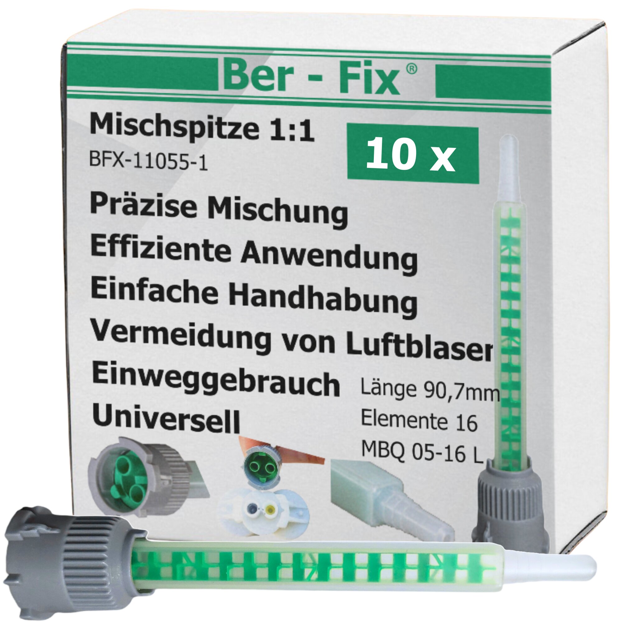 Ber-Fix® Mischdüsen 1:1 grau 10er Spar Pack