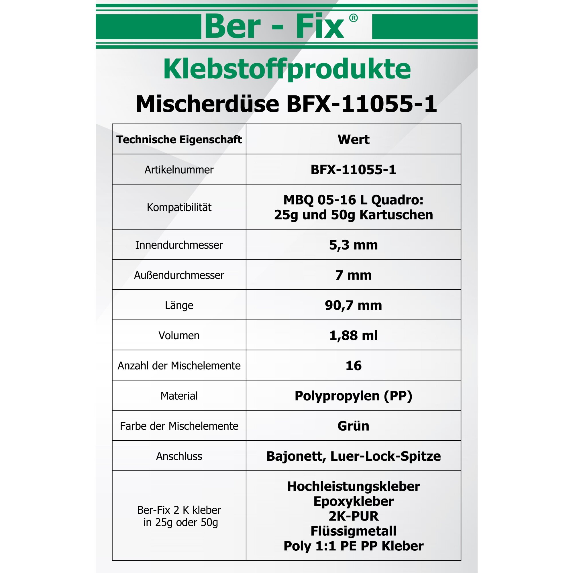 Ber-Fix® Mischdüsen 1:1 grau 10er Spar Pack