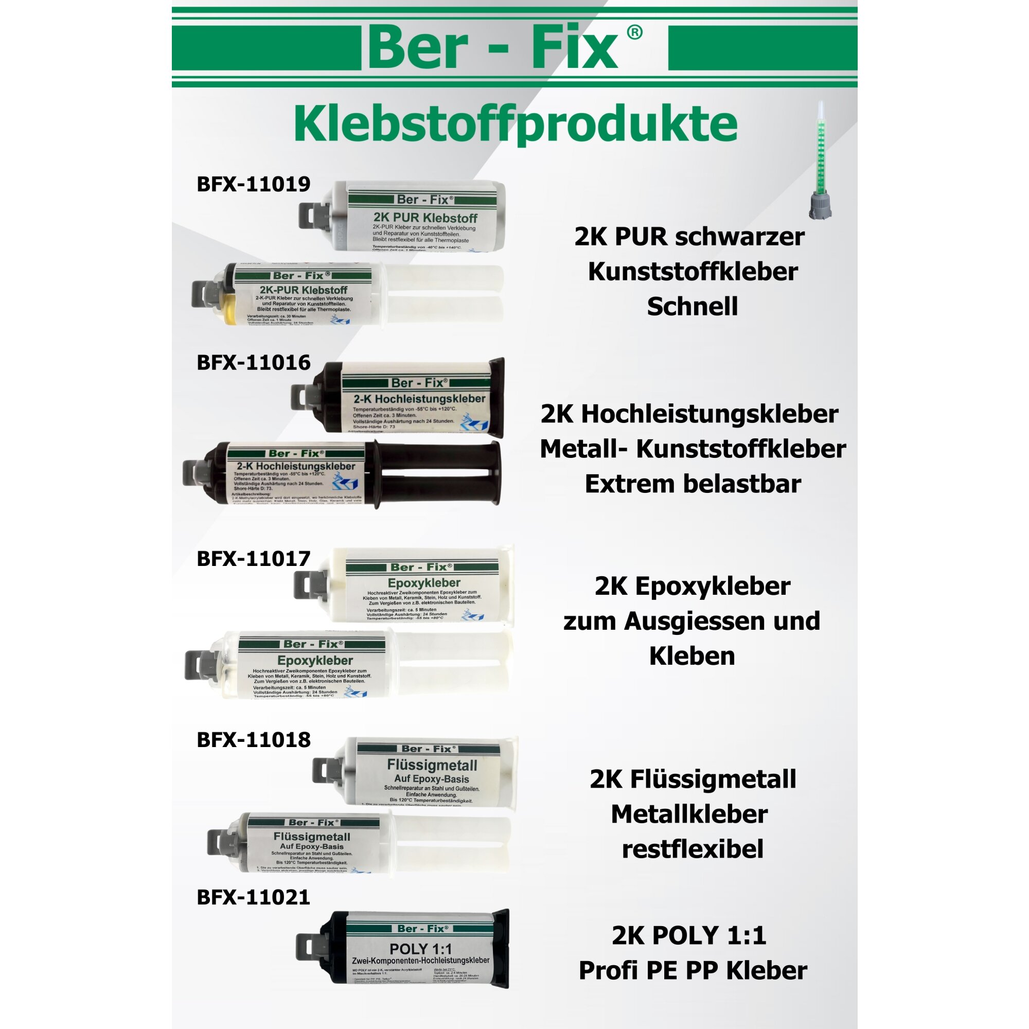 Ber-Fix® Mischdüsen 1:1 grau 10er Spar Pack