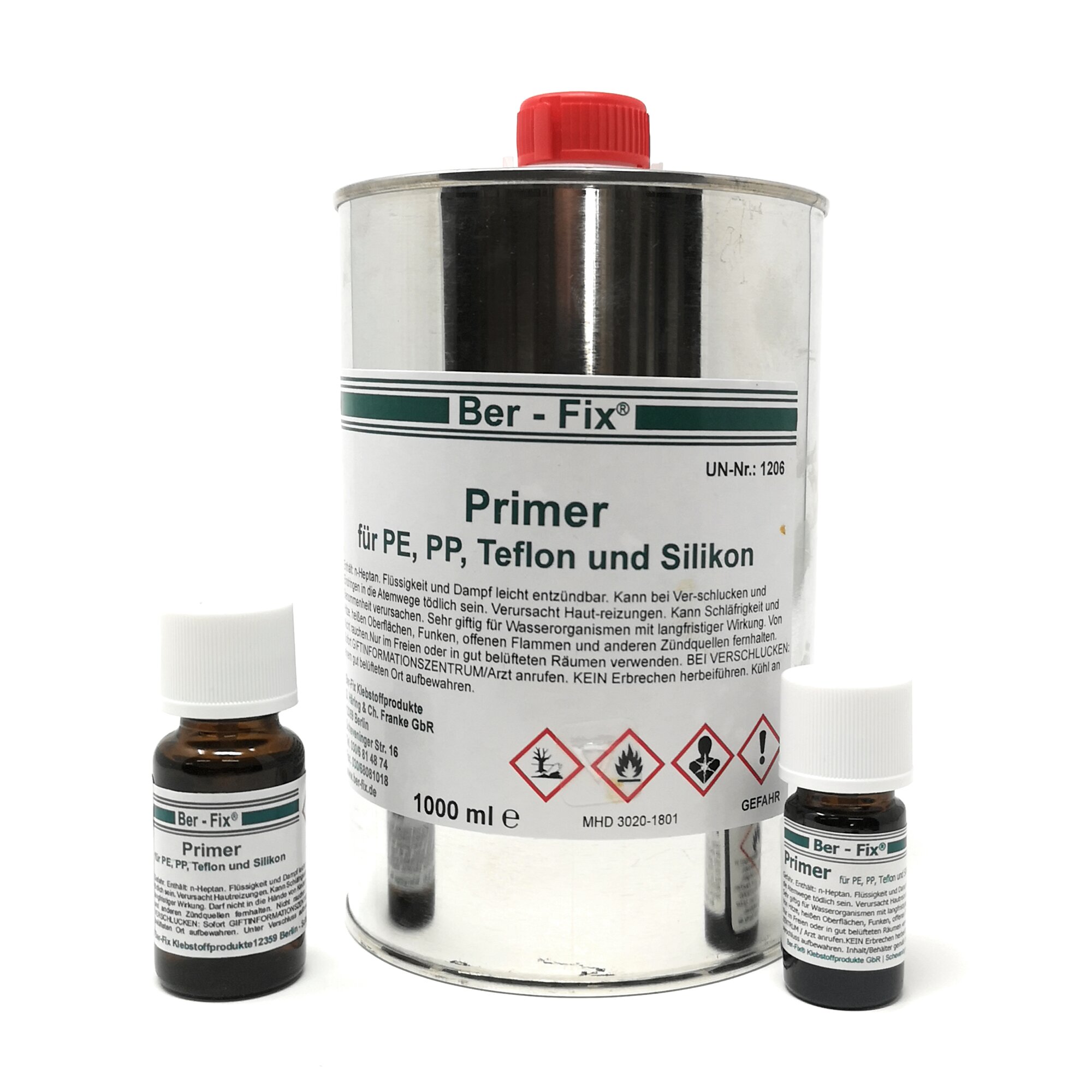 Ber-Fix® Primer für PE, PP, Silikon & Teflon – Haftvermittler für schwer zu klebende Materialien | Optimale Vorbereitung für starke Verklebungen