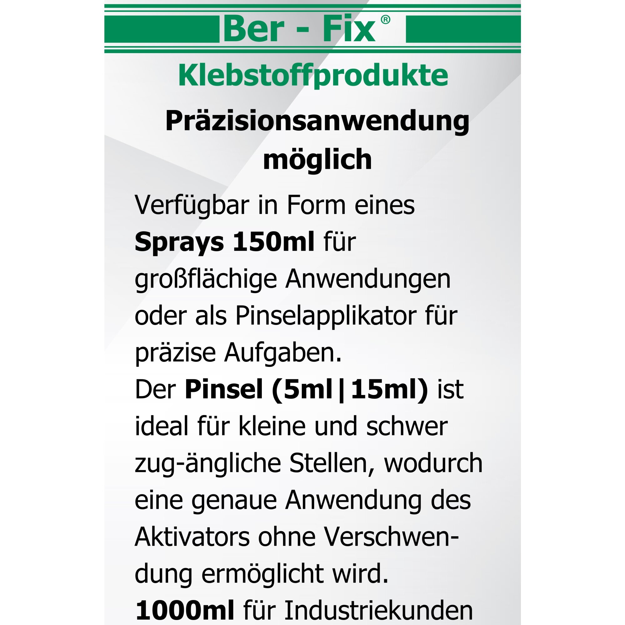 Ber-Fix® Beschleuniger – Aktivator für Ber-Fix® Industriekleber | Schnellere Aushärtung & stärkere Haftung | Perfekt für präzise Anwendungen