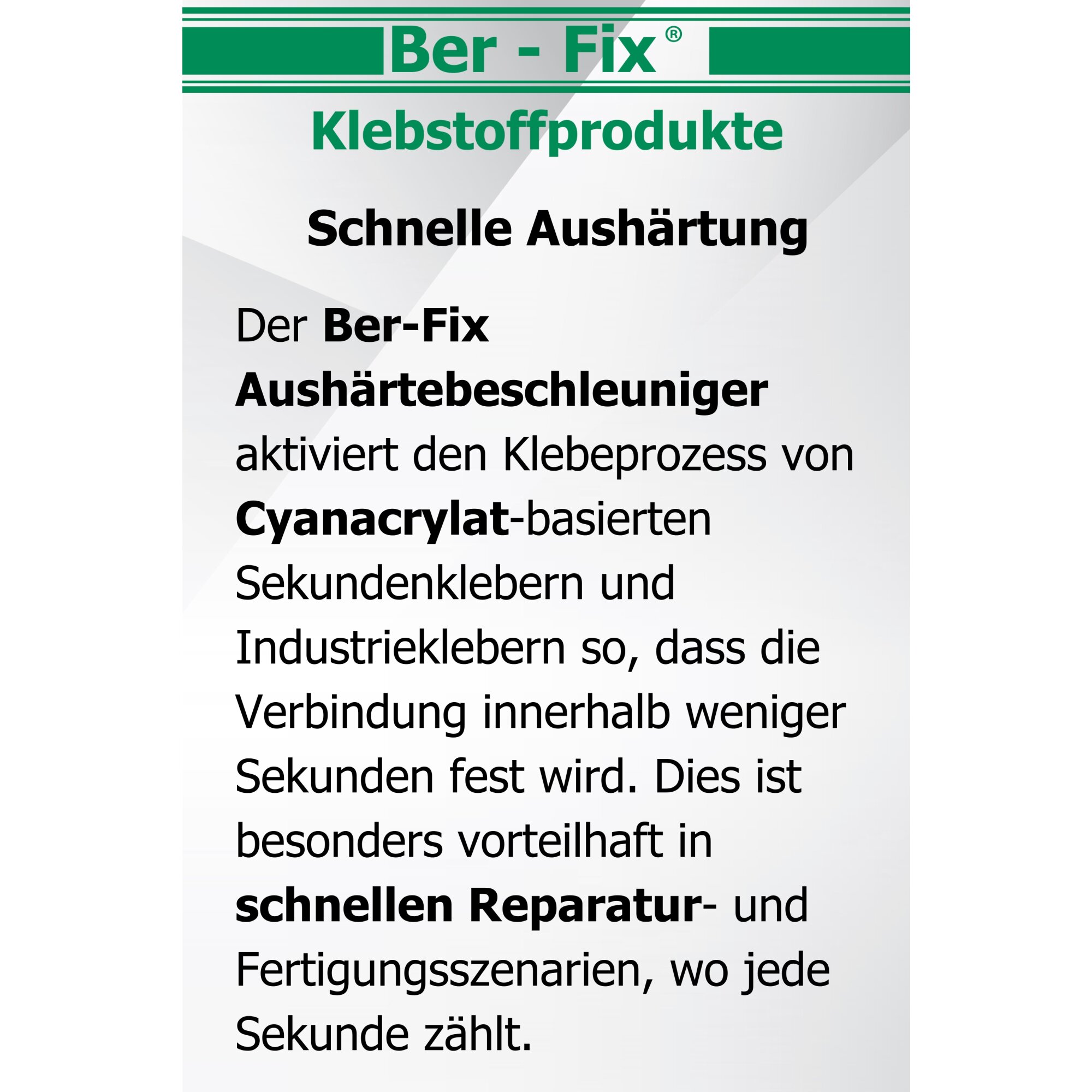 Ber-Fix® Beschleuniger – Aktivator für Ber-Fix® Industriekleber | Schnellere Aushärtung & stärkere Haftung | Perfekt für präzise Anwendungen