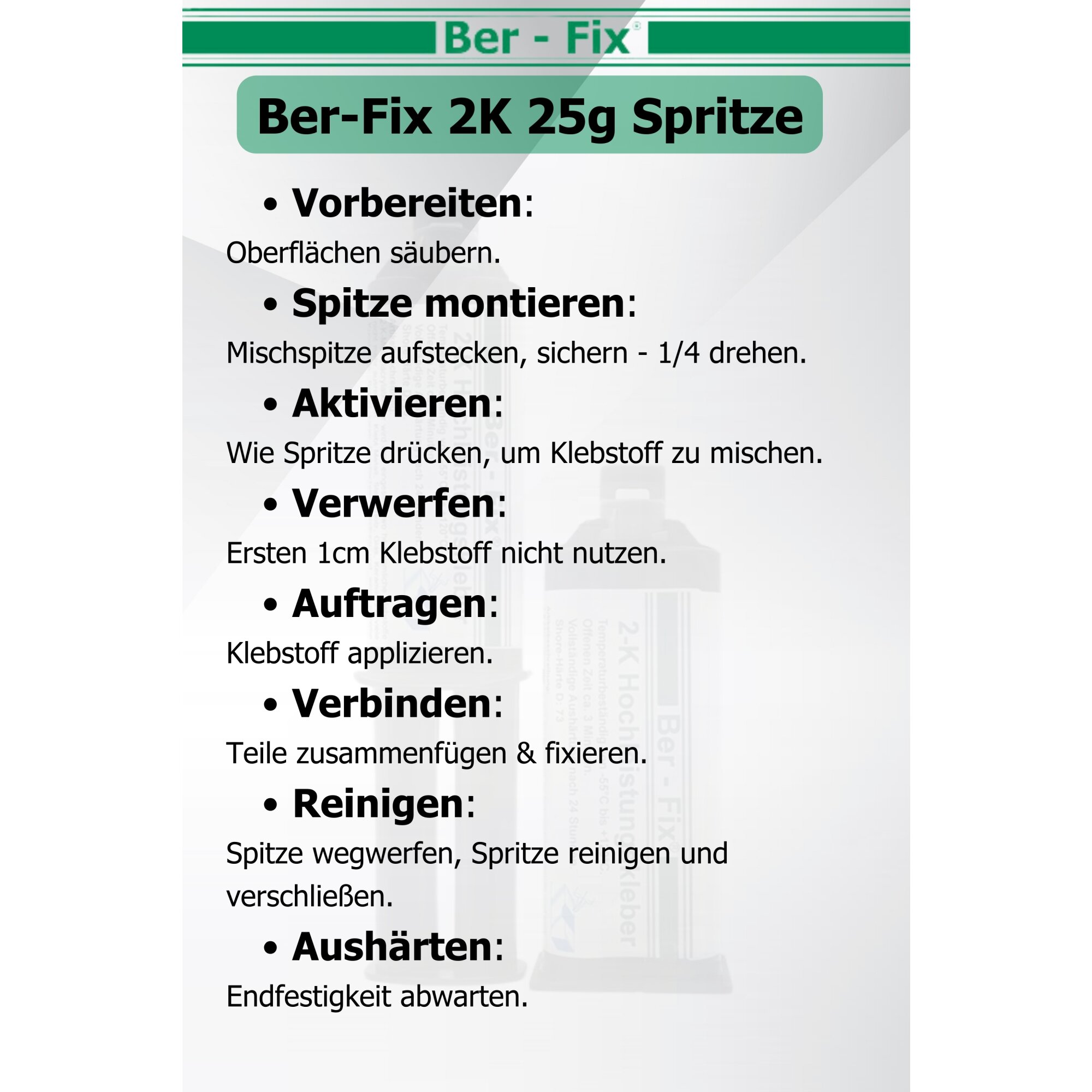 Ber-Fix® 2K-Hochleistungskleber 25g – Schlagfester MMA-Kleber für Metall & Kunststoff | Starke 2K-Verbindungen