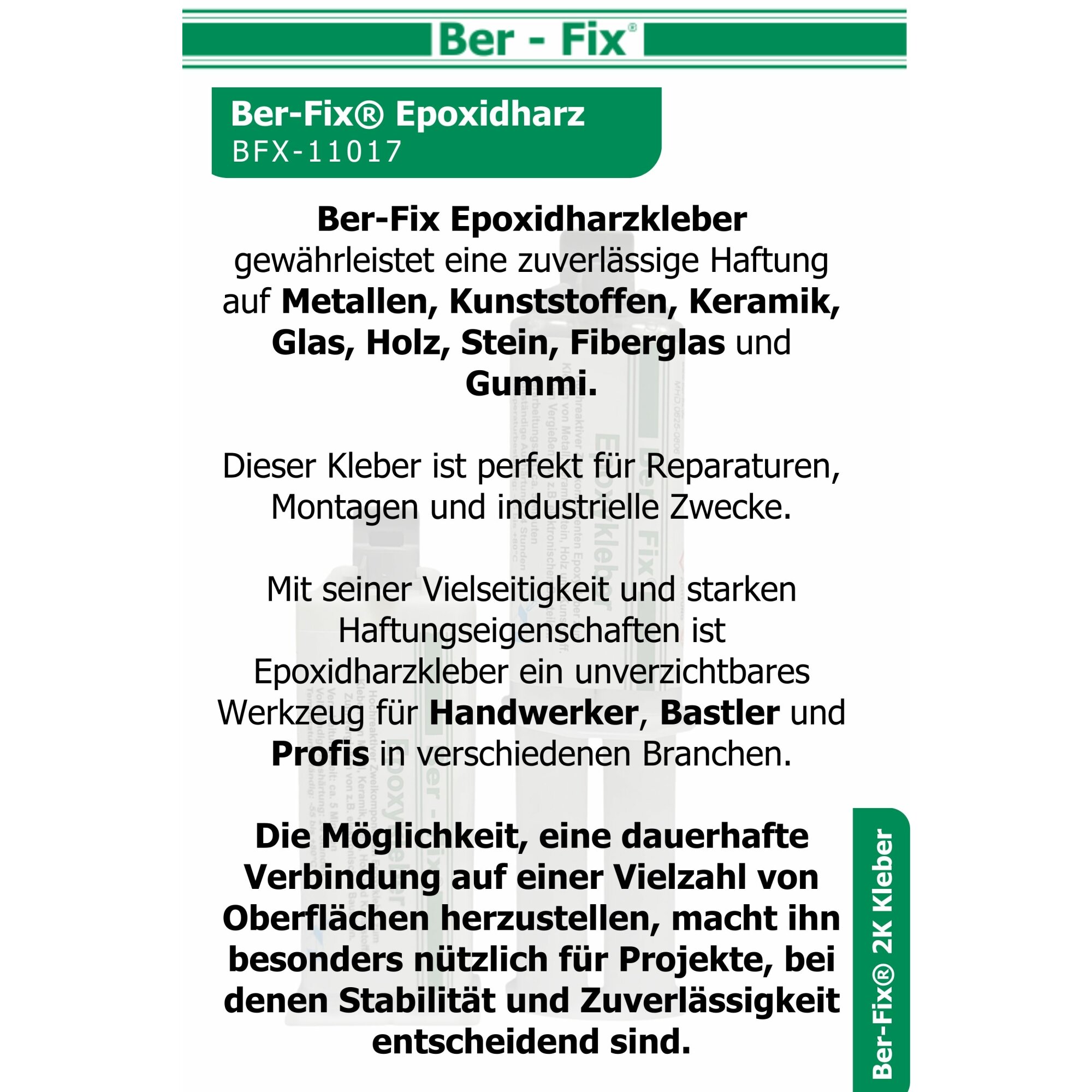 Ber-Fix® Epoxykleber 25g – 2K Epoxidharz-Kleber | Honigartige Konsistenz zum Kleben & Vergießen von Metall, Kunststoff & Holz