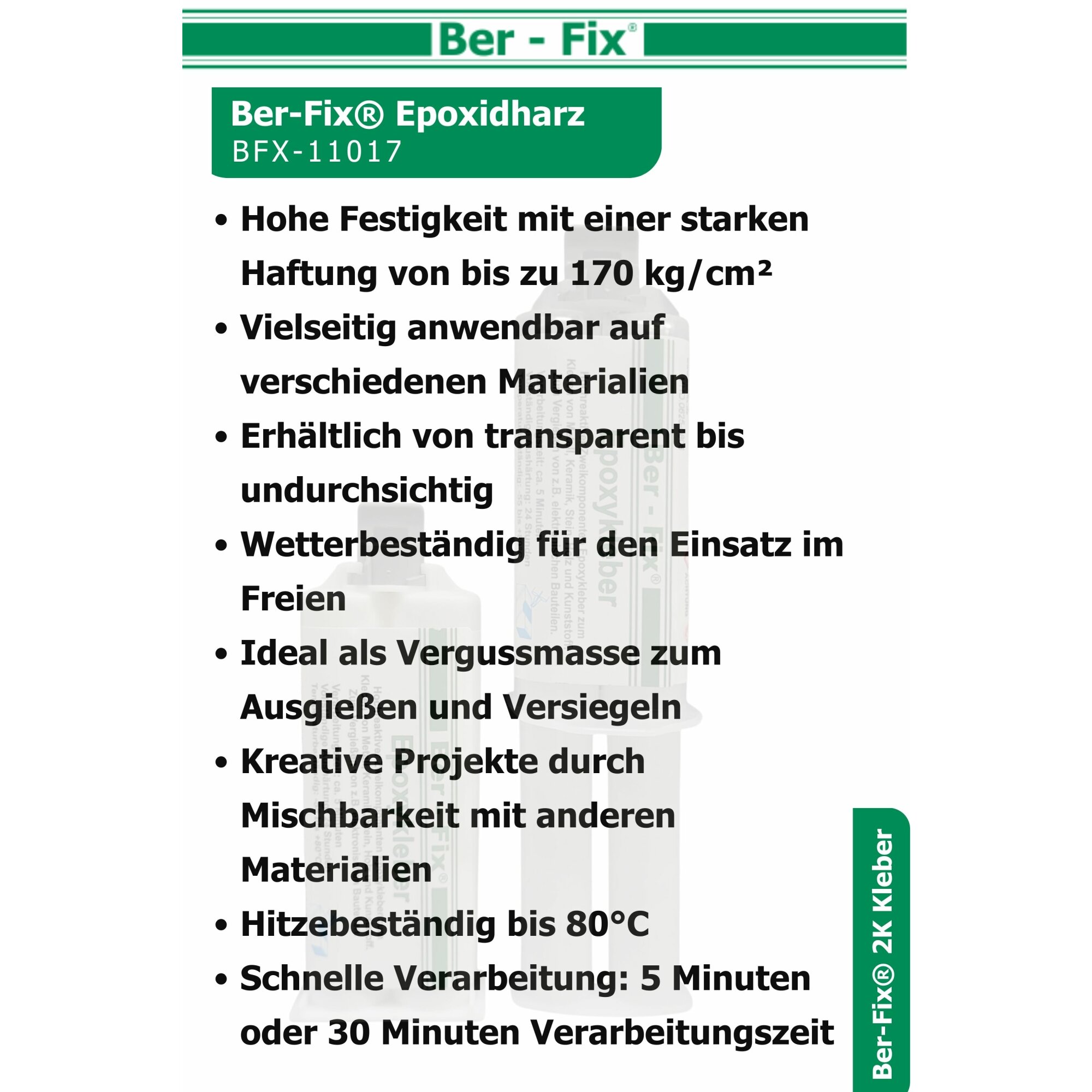 Ber-Fix® Epoxykleber 25g – 2K Epoxidharz-Kleber | Honigartige Konsistenz zum Kleben & Vergießen von Metall, Kunststoff & Holz