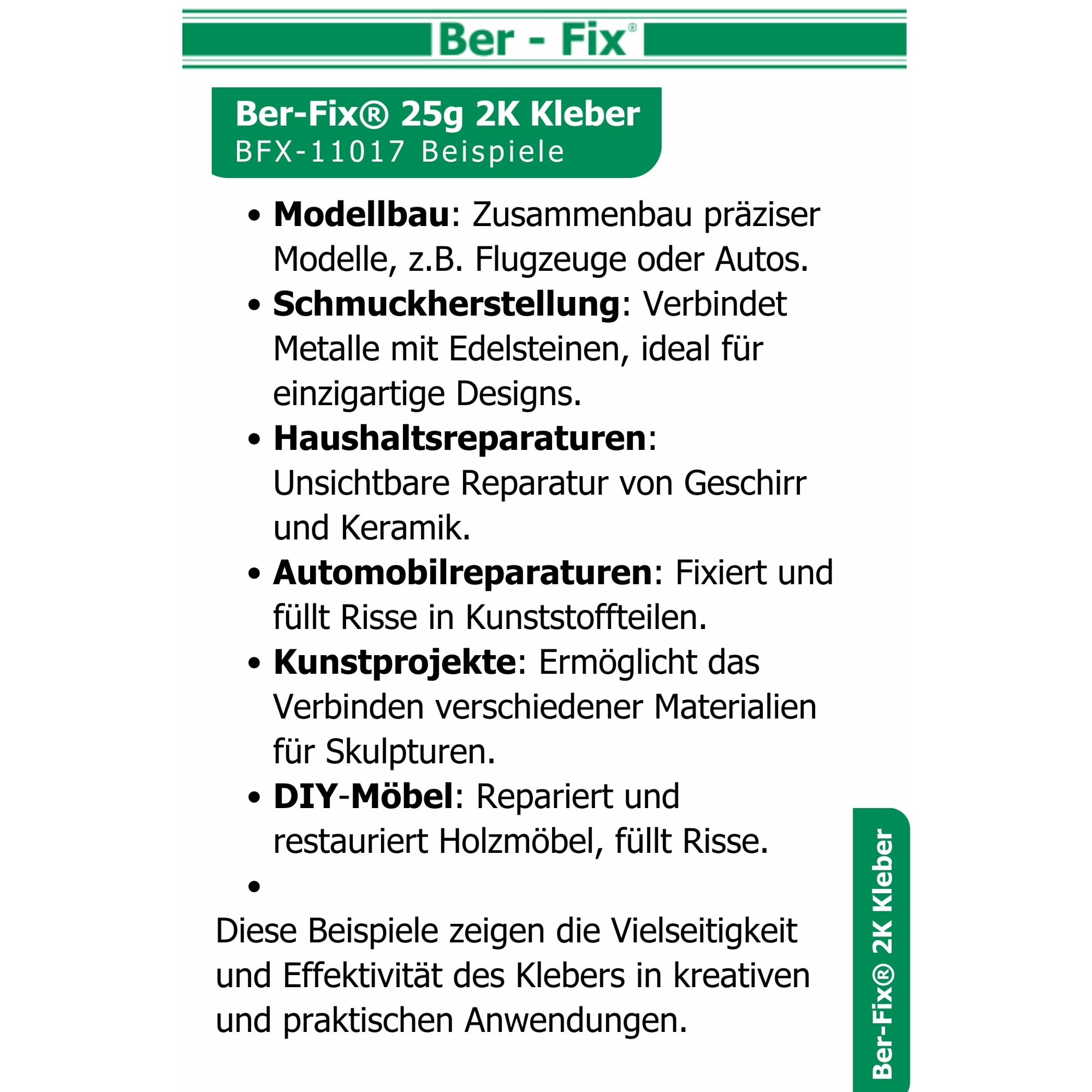 Ber-Fix® Epoxykleber 25g – 2K Epoxidharz-Kleber | Honigartige Konsistenz zum Kleben & Vergießen von Metall, Kunststoff & Holz