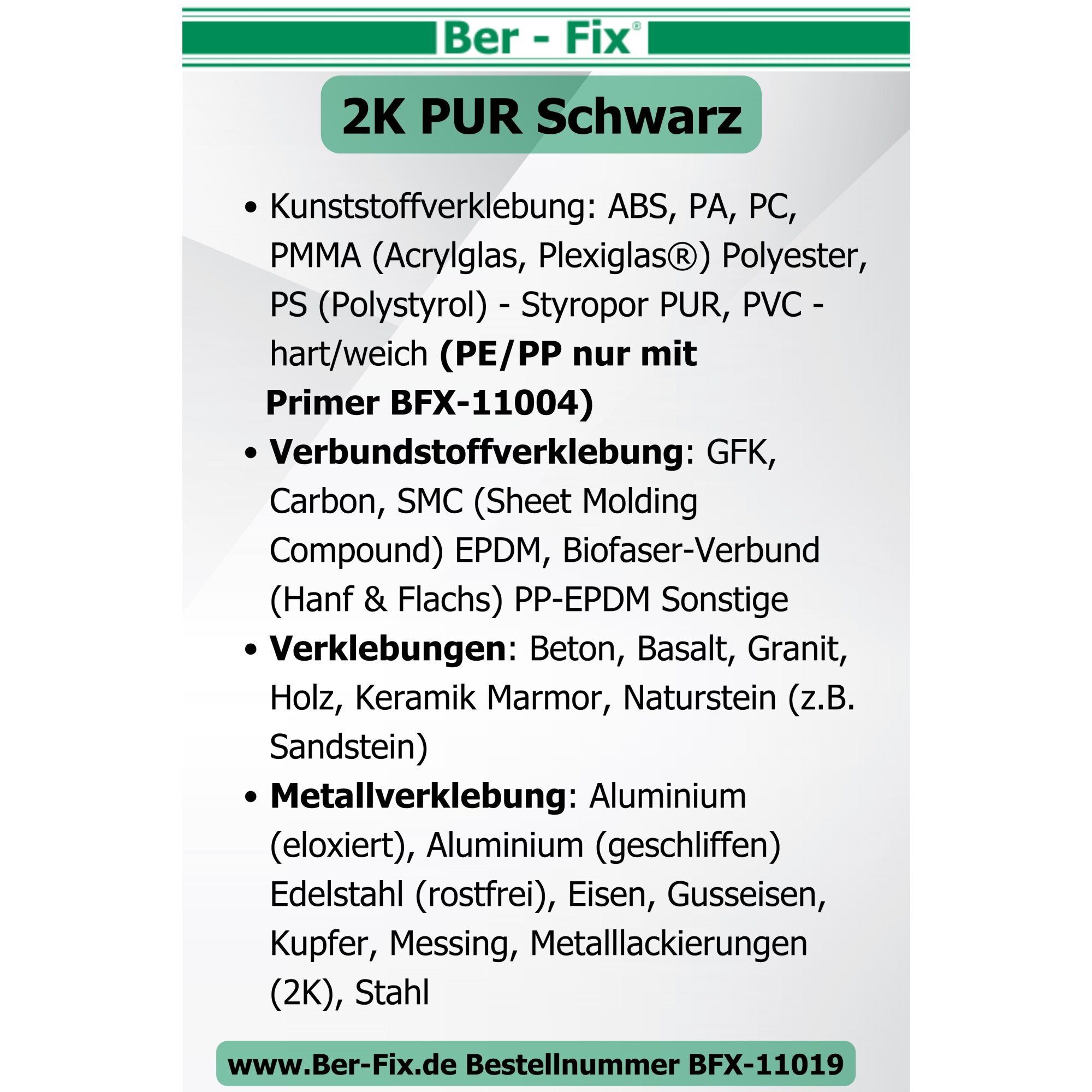 Ber-Fix® 2K-PUR Kleber 25g Schwarz – Hochviskoser Polyurethankleber (60 Sekunden) für Kunststoff | Präzise Dosierung, Stark & Vielseitig