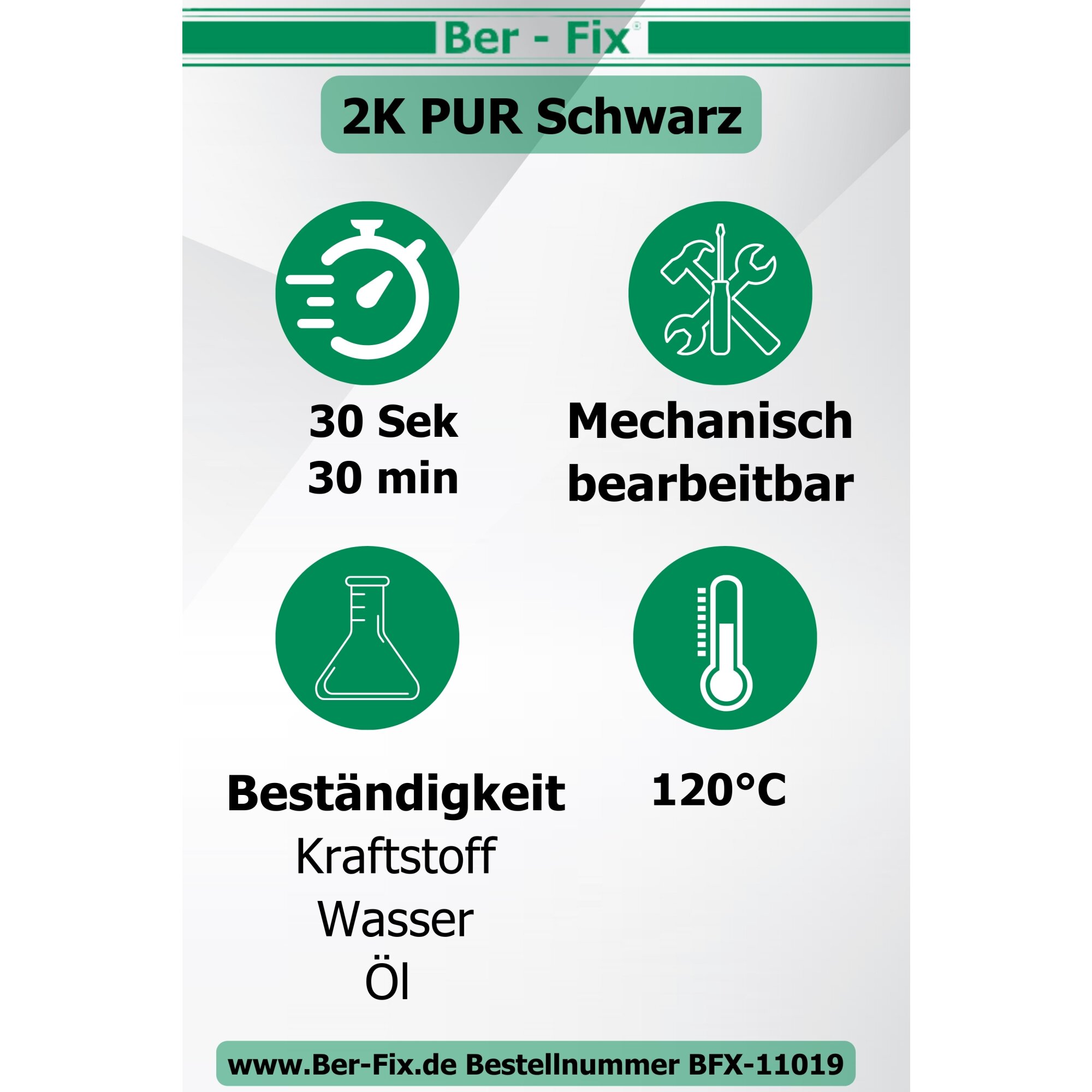 Ber-Fix® 2K-PUR Kleber 25g Schwarz – Hochviskoser Polyurethankleber (60 Sekunden) für Kunststoff | Präzise Dosierung, Stark & Vielseitig