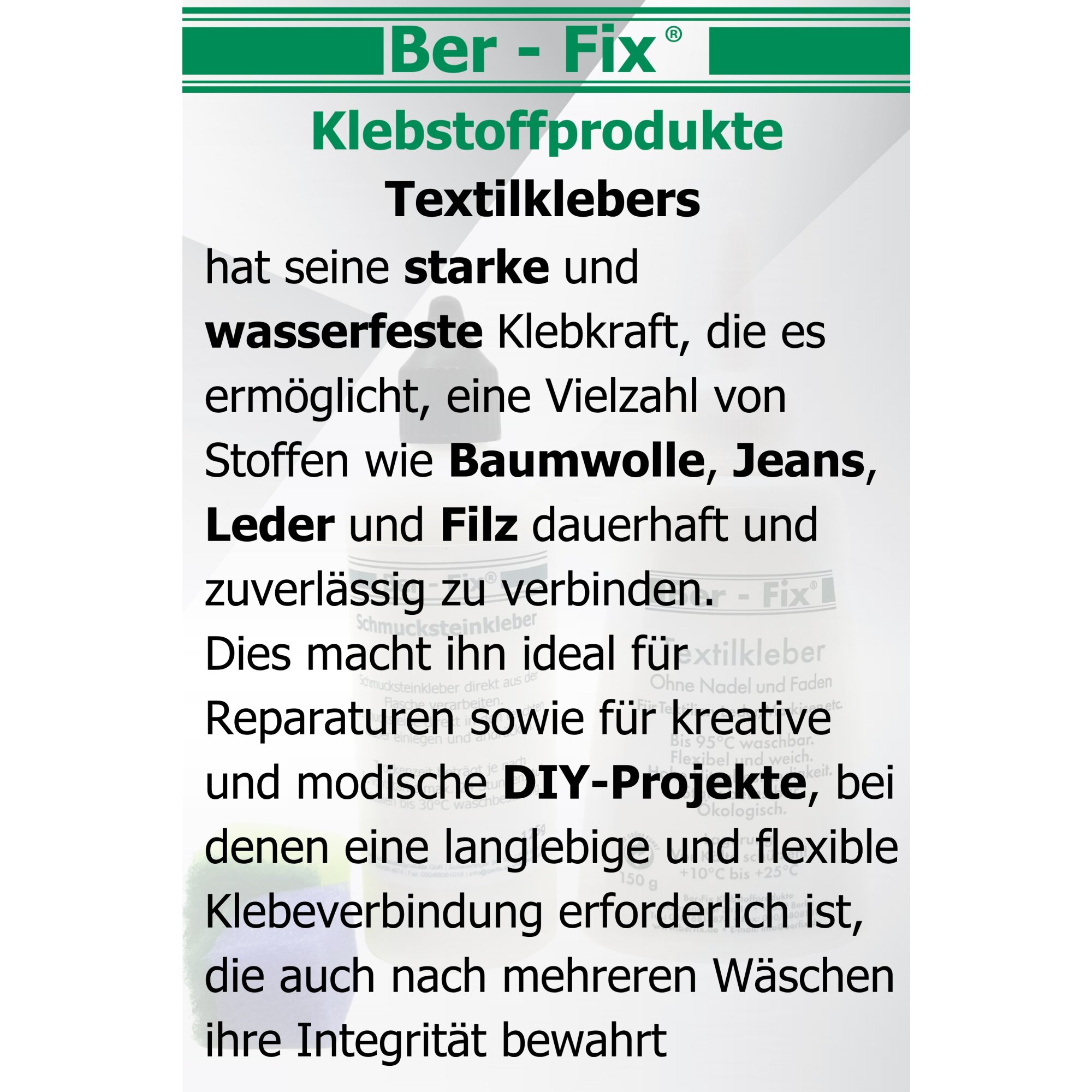 Ber-Fix® Textil-Designer-Set: Textil- & Schmucksteinkleber für kreative Projekte