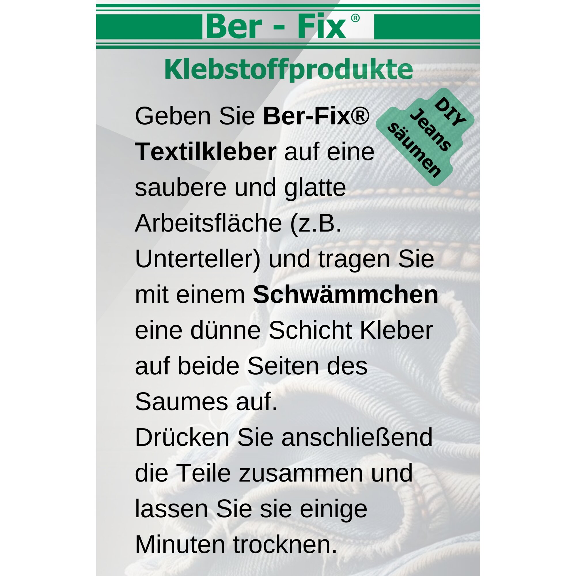 Ber-Fix® Textil-Designer- Set KLEIN: 40g Textilkleber + 30g Schmucksteinkleber