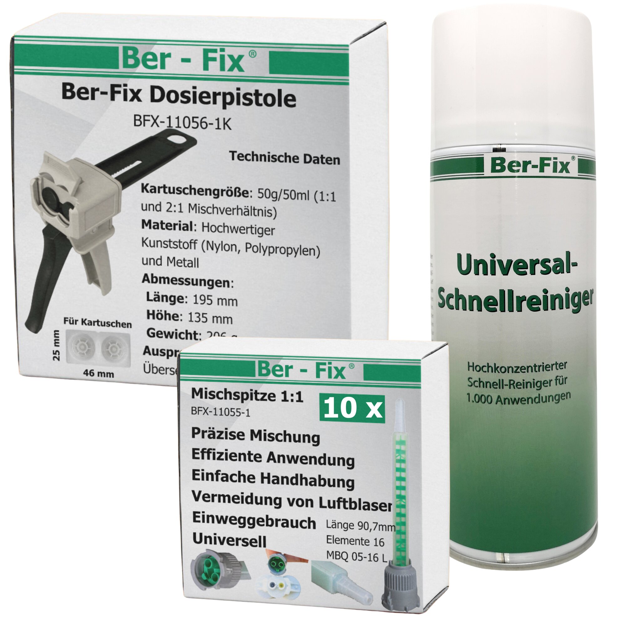 Ber-Fix® Pistole 1:1 Kunststoff Basis Paket grau