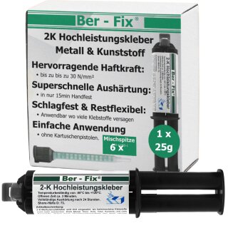 Ber-Fix® 2K-Hochleistungskleber 25g 3 Min. + 5 Extra Spitzen