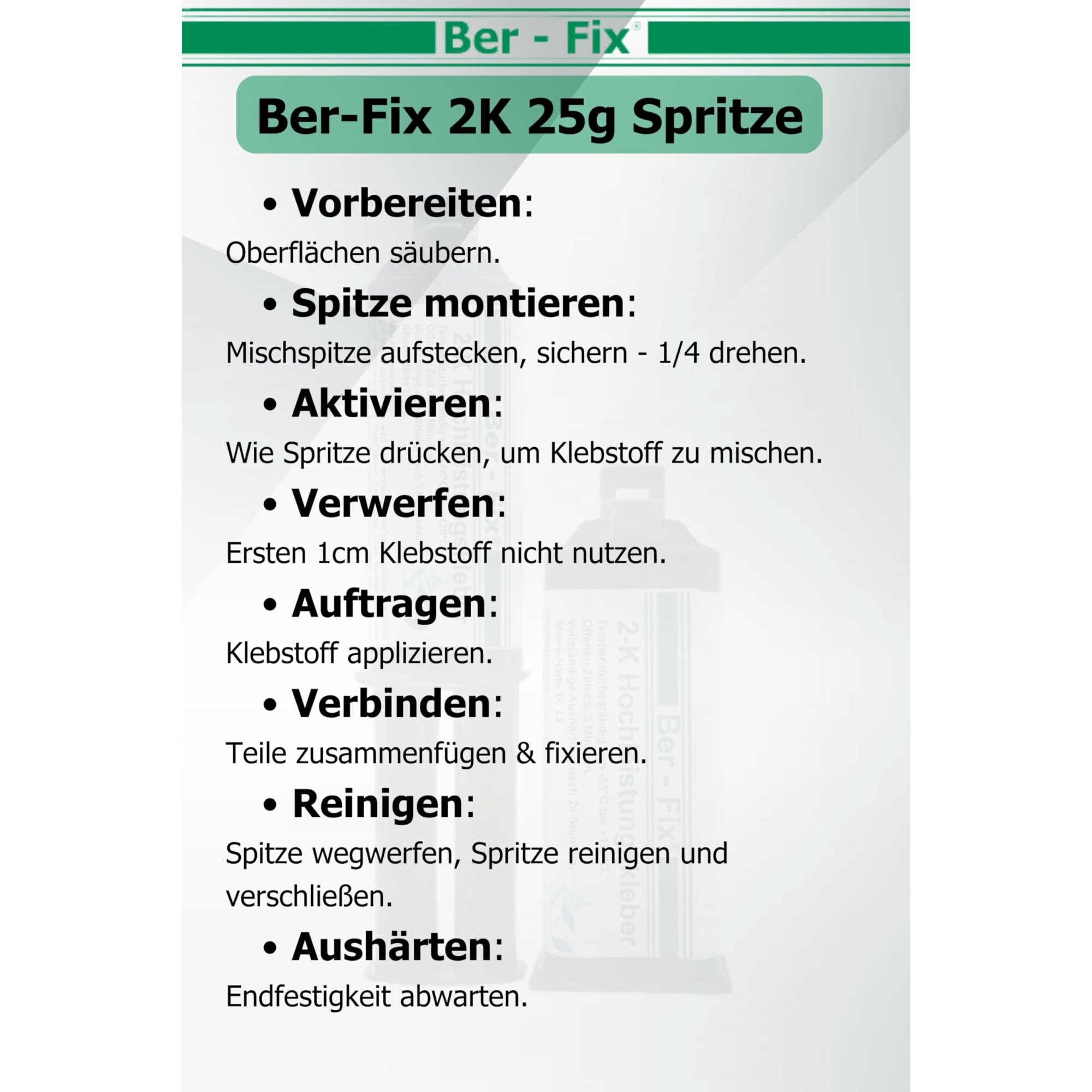 Ber-Fix® 2K-Hochleistungskleber 25g 3 Min. inklusive 6 Düsen