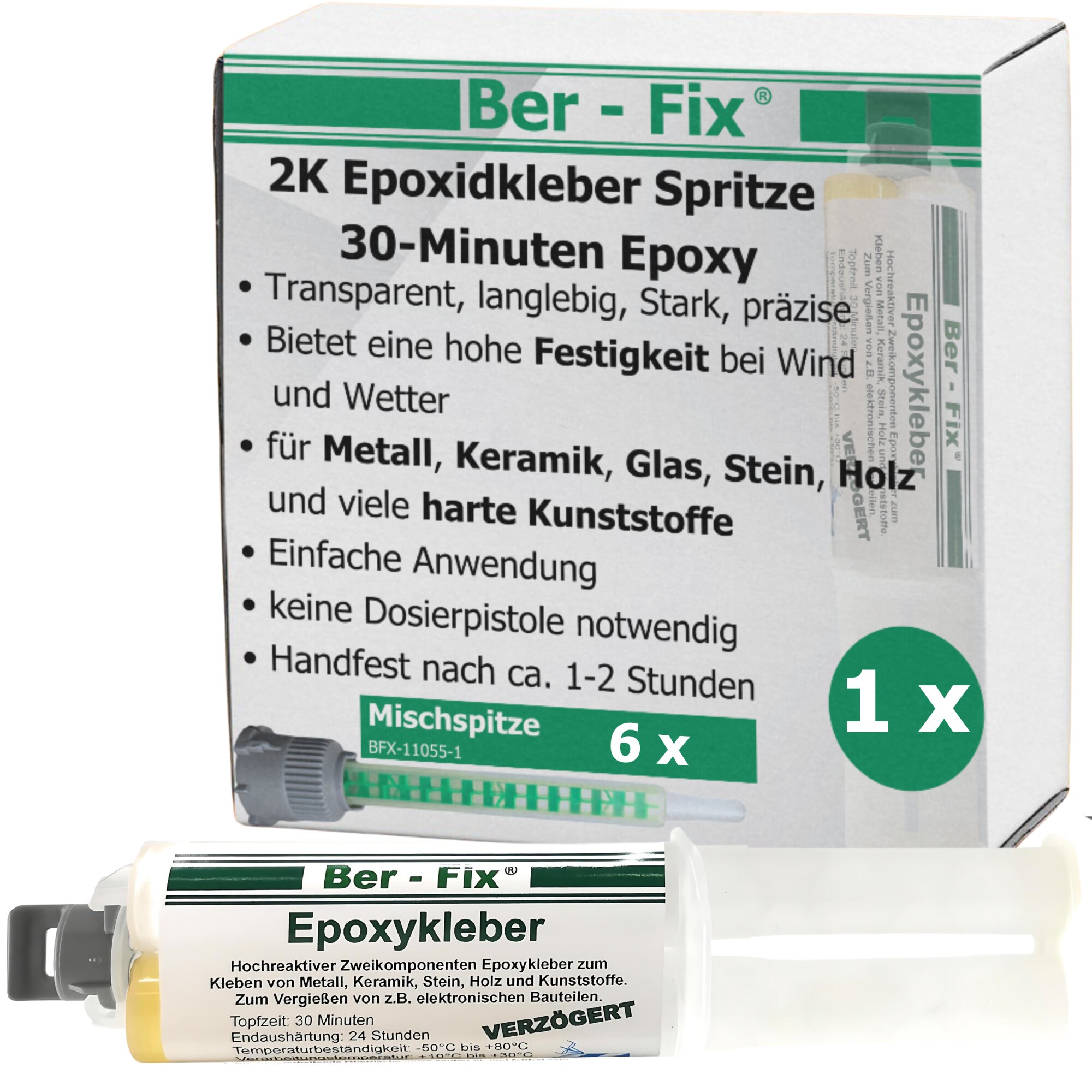 Ber-Fix® Epoxykleber 25g 30 Min. inkl. 6 Düsen