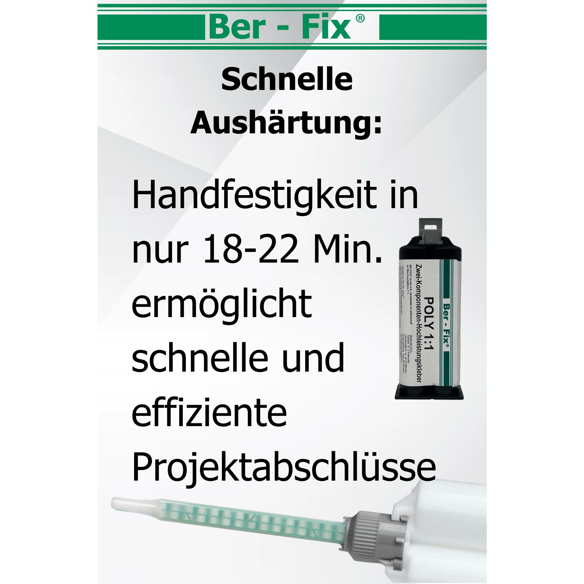 Ber-Fix® 2K Poly 1:1 Kleber 50g – Hochleistungs-Kleber für PE & PP Kunststoff | Für Dosierpistole, Stark & Zuverlässig