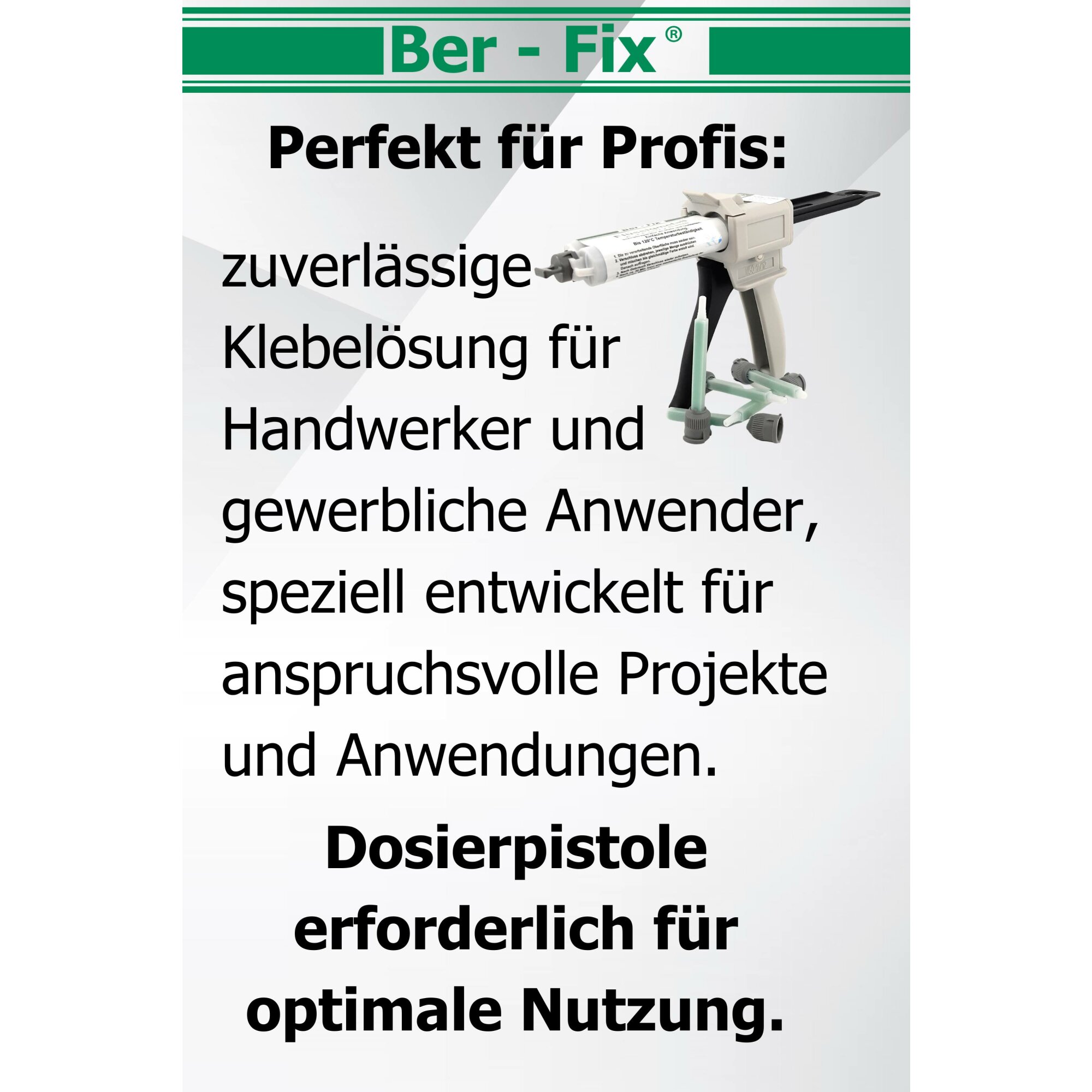 Ber-Fix® 2K Poly 1:1 Kleber 50g – Hochleistungs-Kleber für PE & PP Kunststoff | Für Dosierpistole, Stark & Zuverlässig