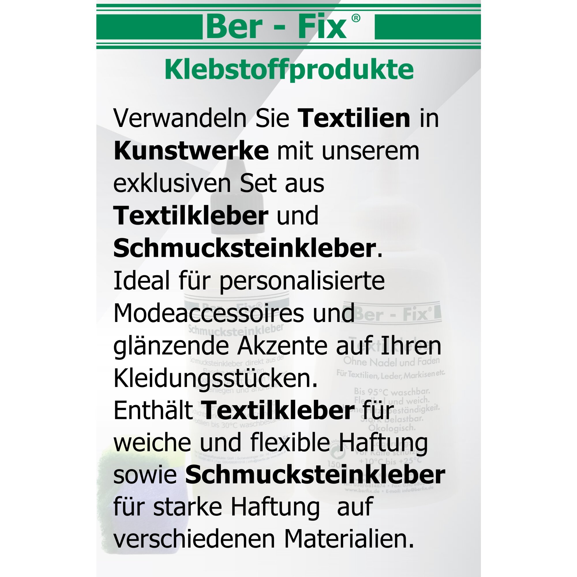 Ber-Fix® Textil-Designer- Set Textilkleber & Schmucksteinkleber - weihnachtlich verpackt zum Verschenken