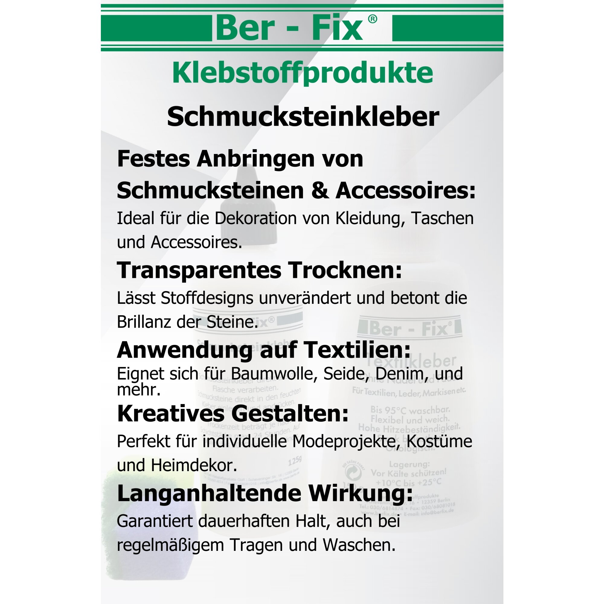 Ber-Fix® Textil-Designer- Set Textilkleber & Schmucksteinkleber - weihnachtlich verpackt zum Verschenken