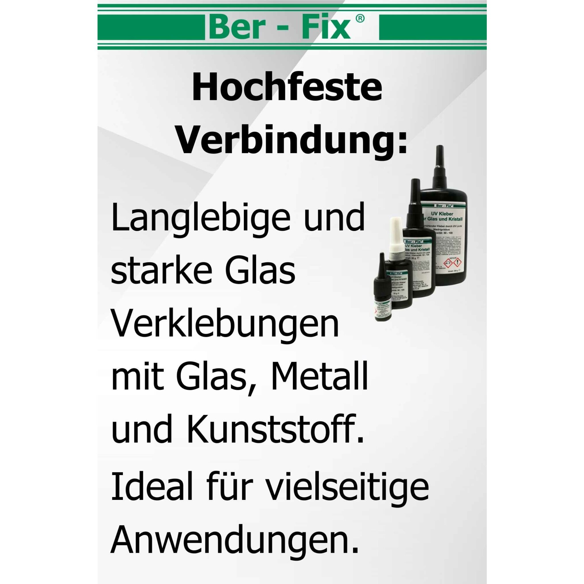 Ber-Fix® UV-Kleber für Glas – Niedrigviskos 50-100 – Glasklarer Spezialkleber für feine & präzise Verbindungen