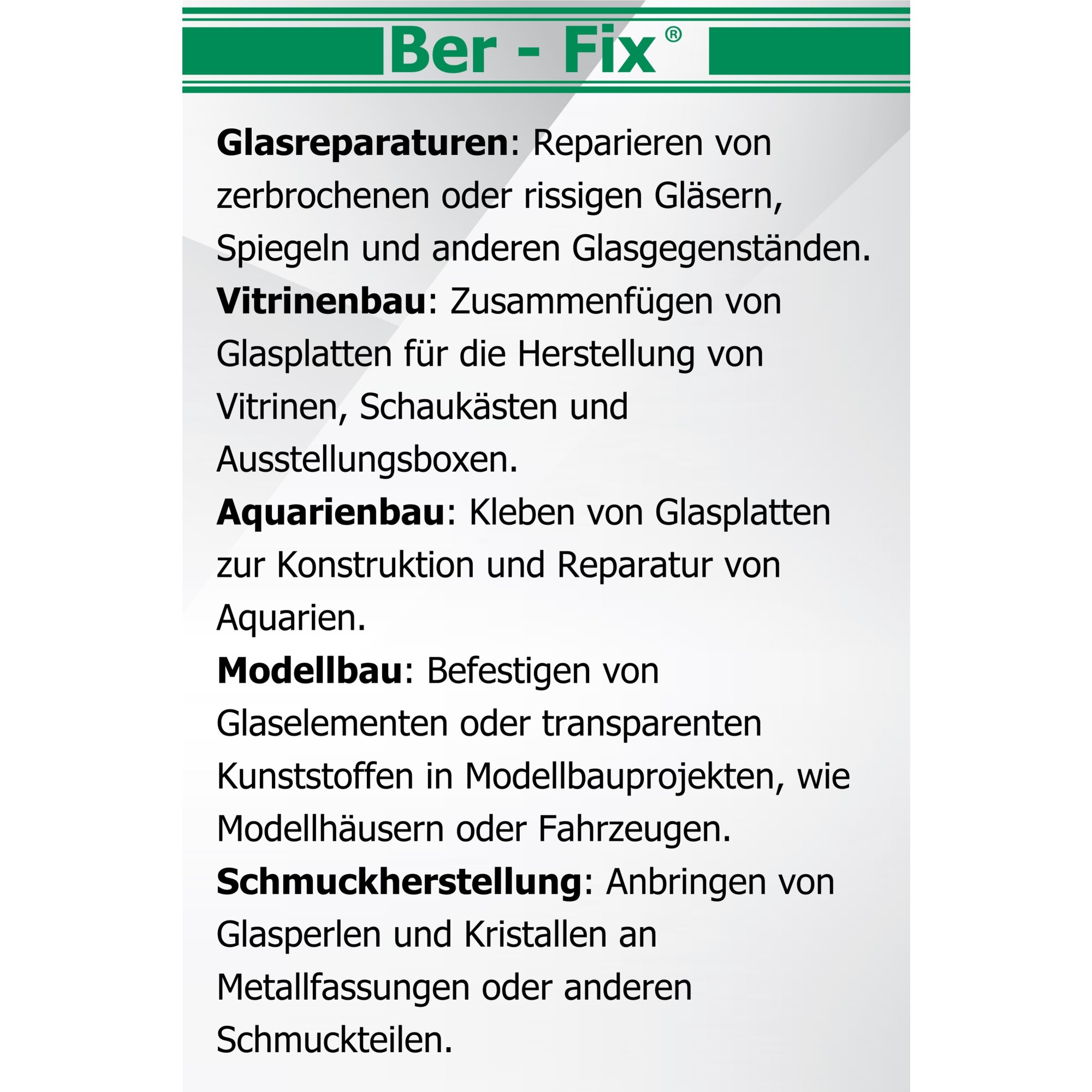 Ber-Fix® UV-Kleber für Glas – Niedrigviskos 50-100 – Glasklarer Spezialkleber für feine & präzise Verbindungen