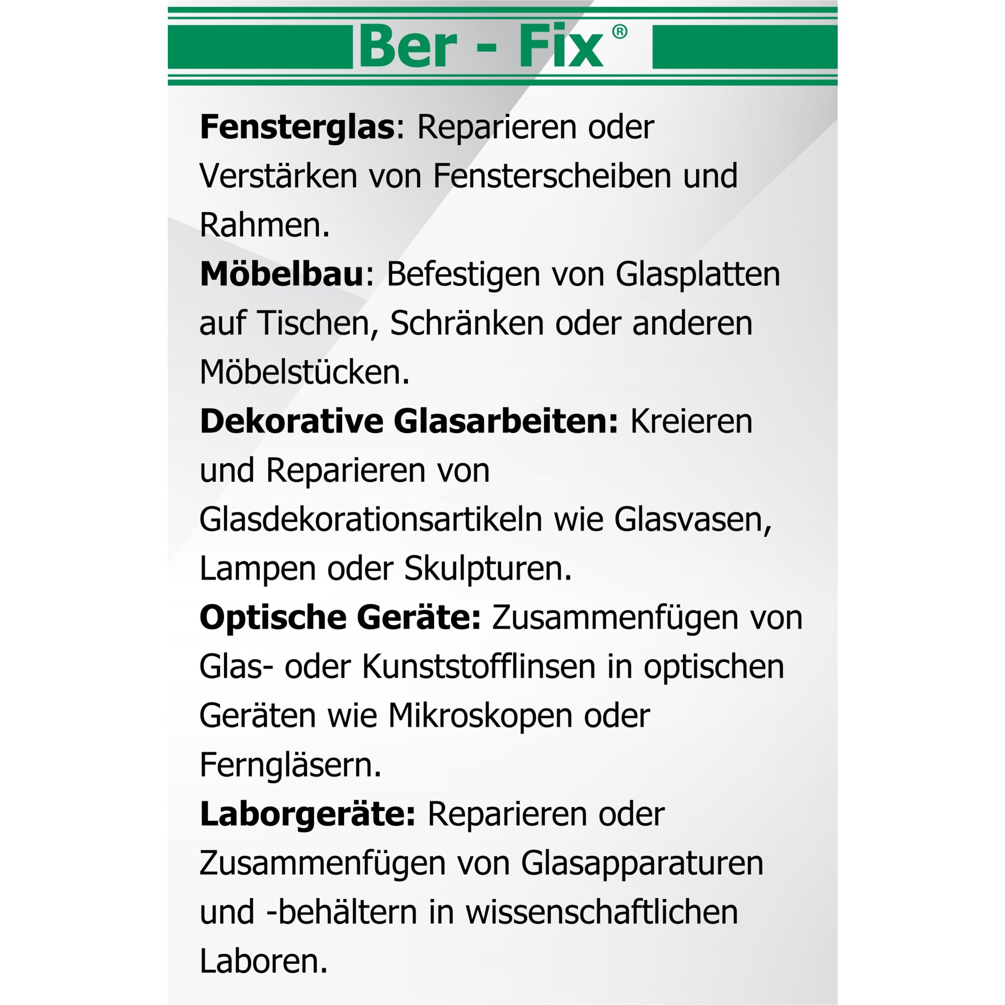 Ber-Fix® UV-Kleber für Glas – Niedrigviskos 50-100 – Glasklarer Spezialkleber für feine & präzise Verbindungen